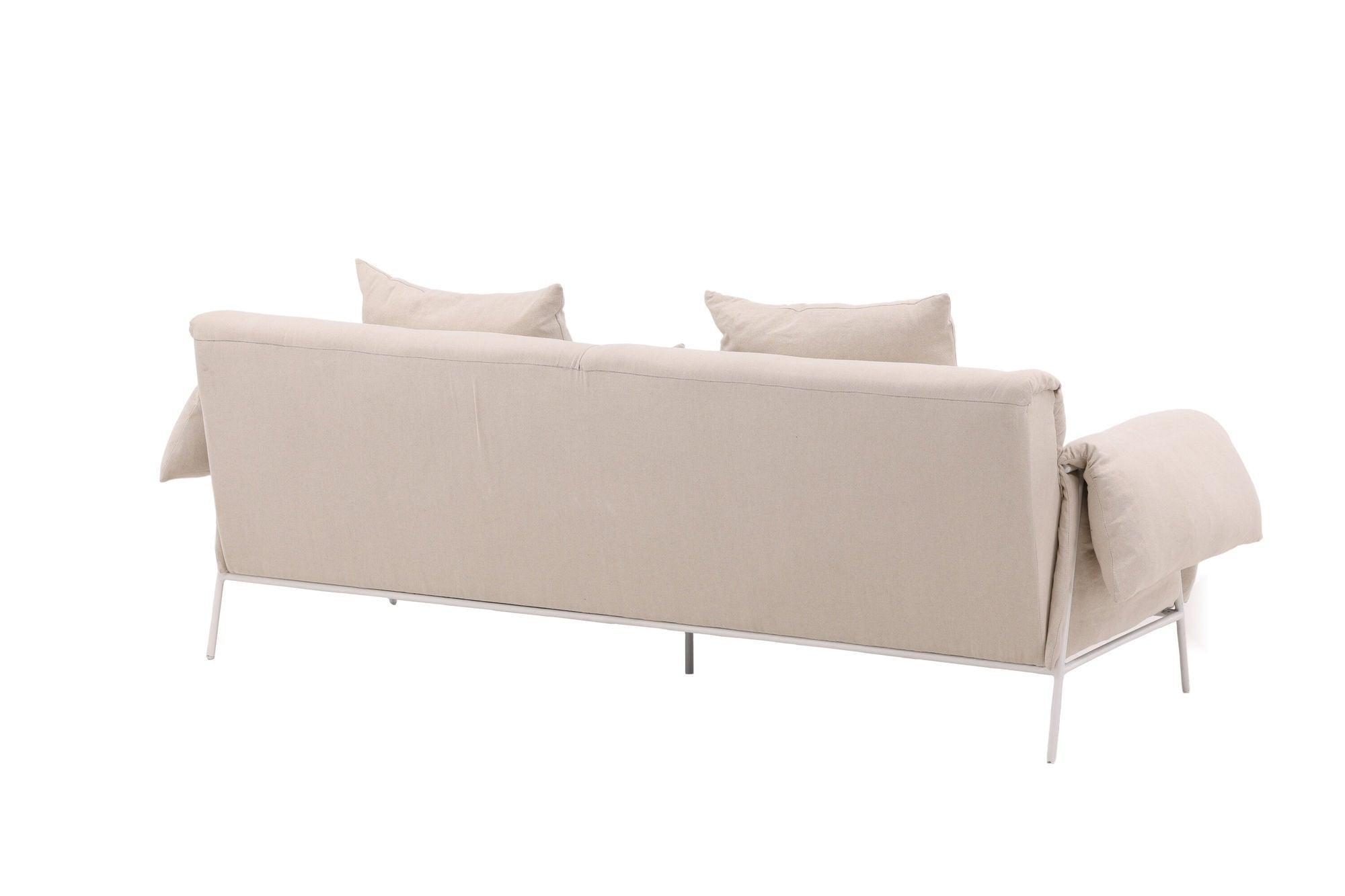 Öckerö 3 - Sitzer Sofa aus Leinen - Weiß / BeigeEinzelsofas