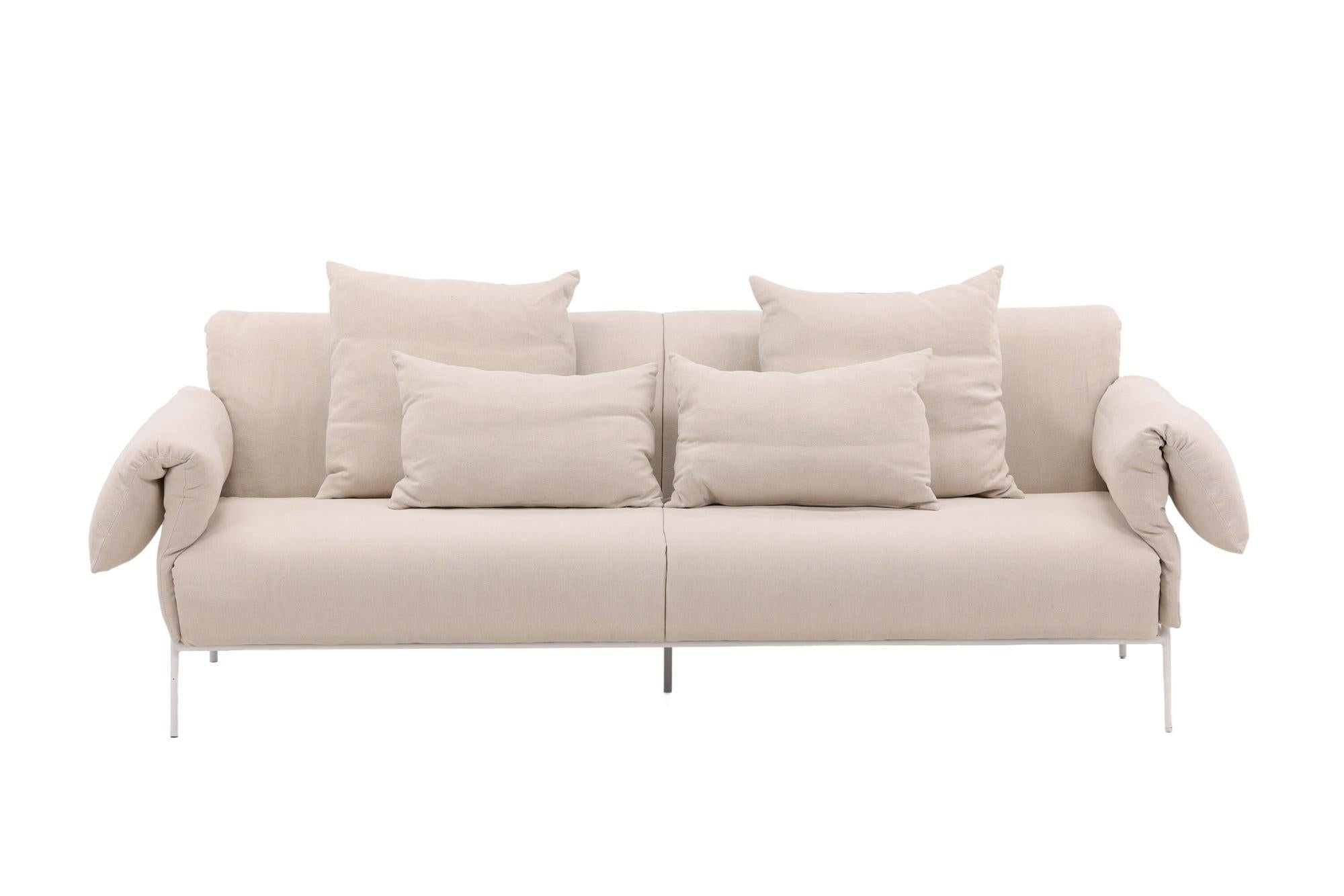 Öckerö 3 - Sitzer Sofa aus Leinen - Weiß / BeigeEinzelsofas