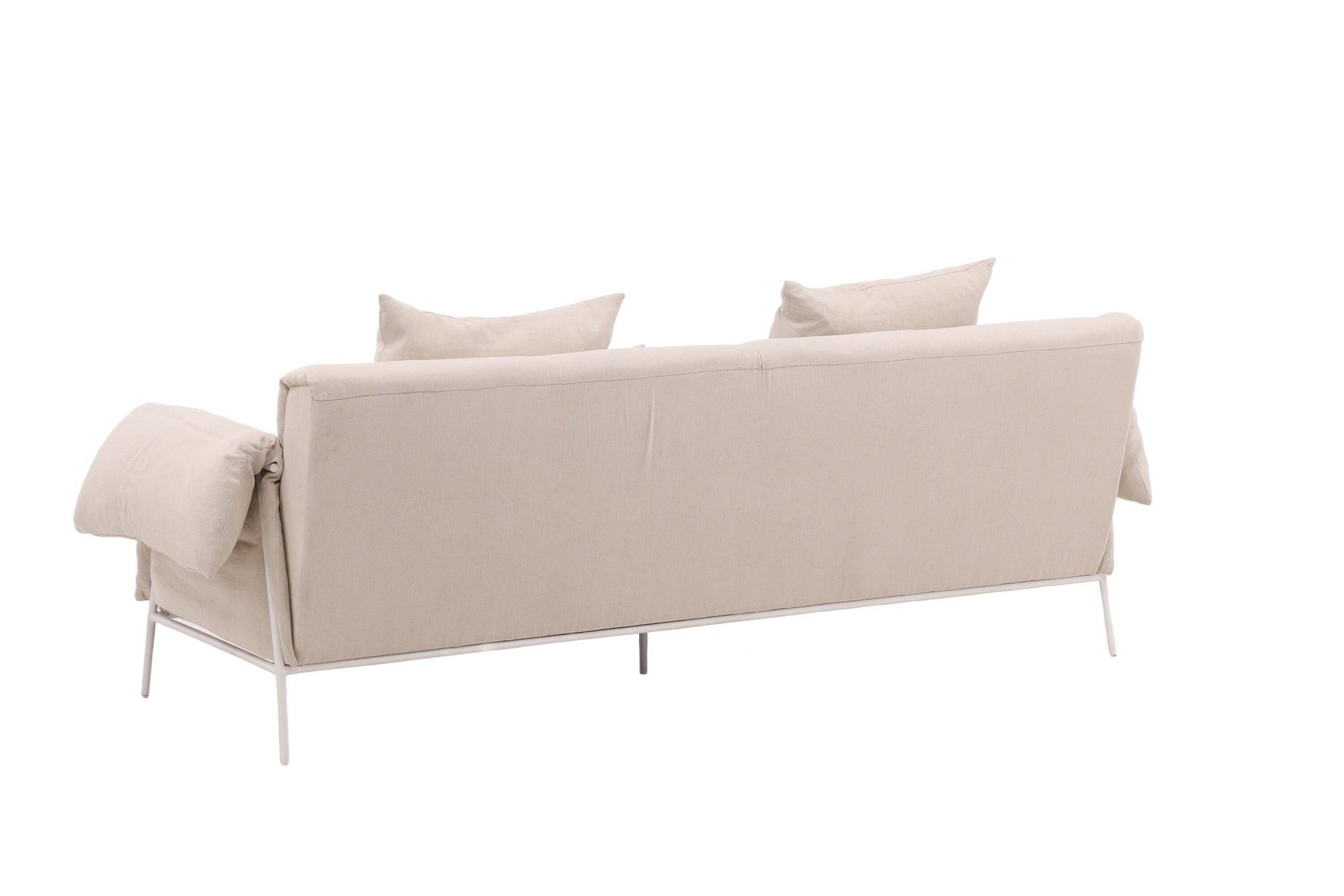 Öckerö 3 - Sitzer Sofa aus Leinen - Weiß / BeigeEinzelsofas