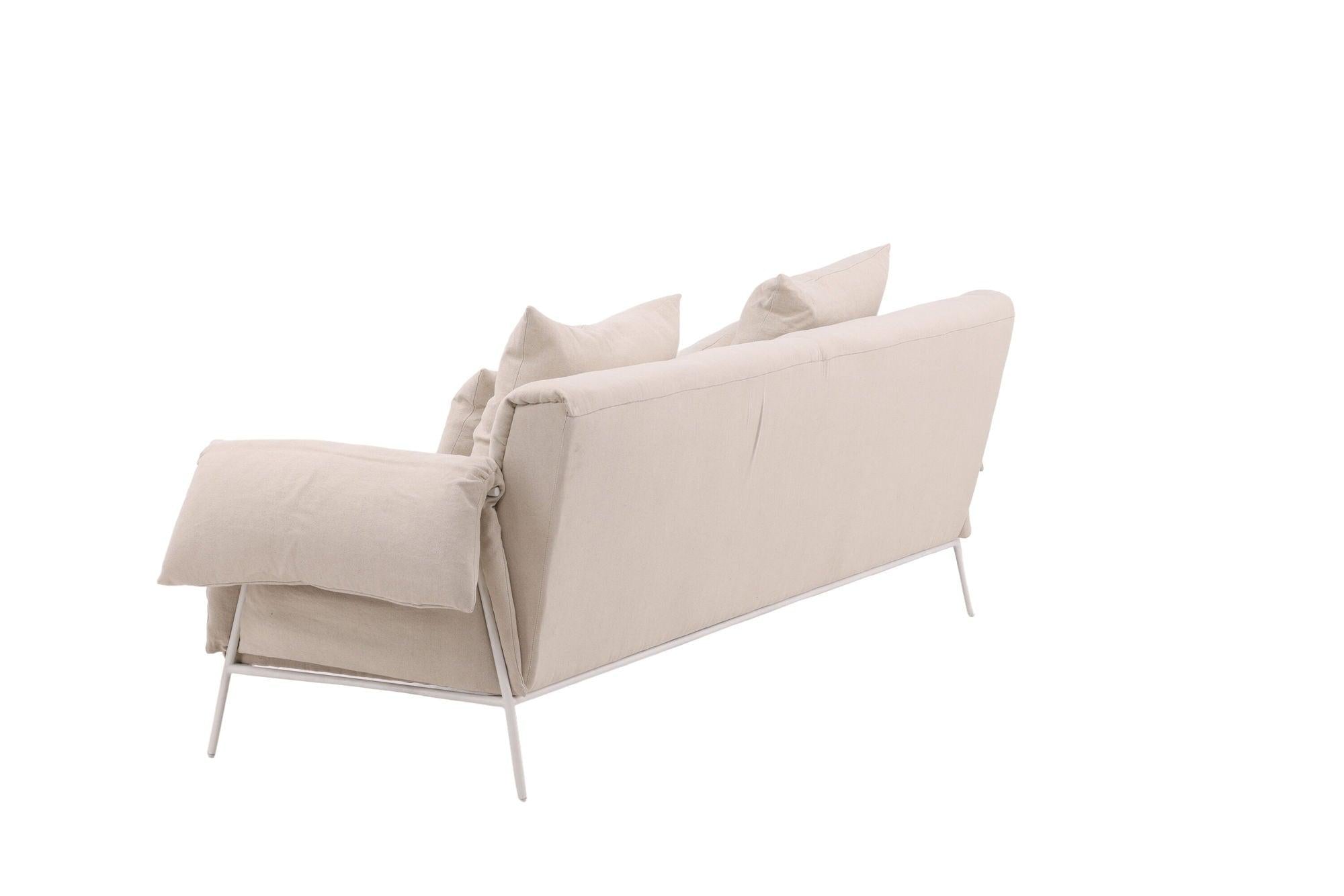 Öckerö 3 - Sitzer Sofa aus Leinen - Weiß / BeigeEinzelsofas