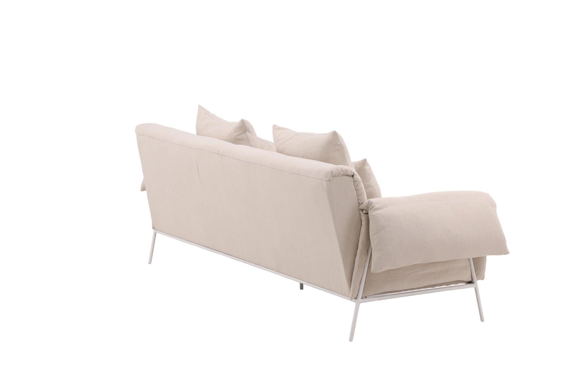 Öckerö 3 - Sitzer Sofa aus Leinen - Weiß / BeigeEinzelsofas