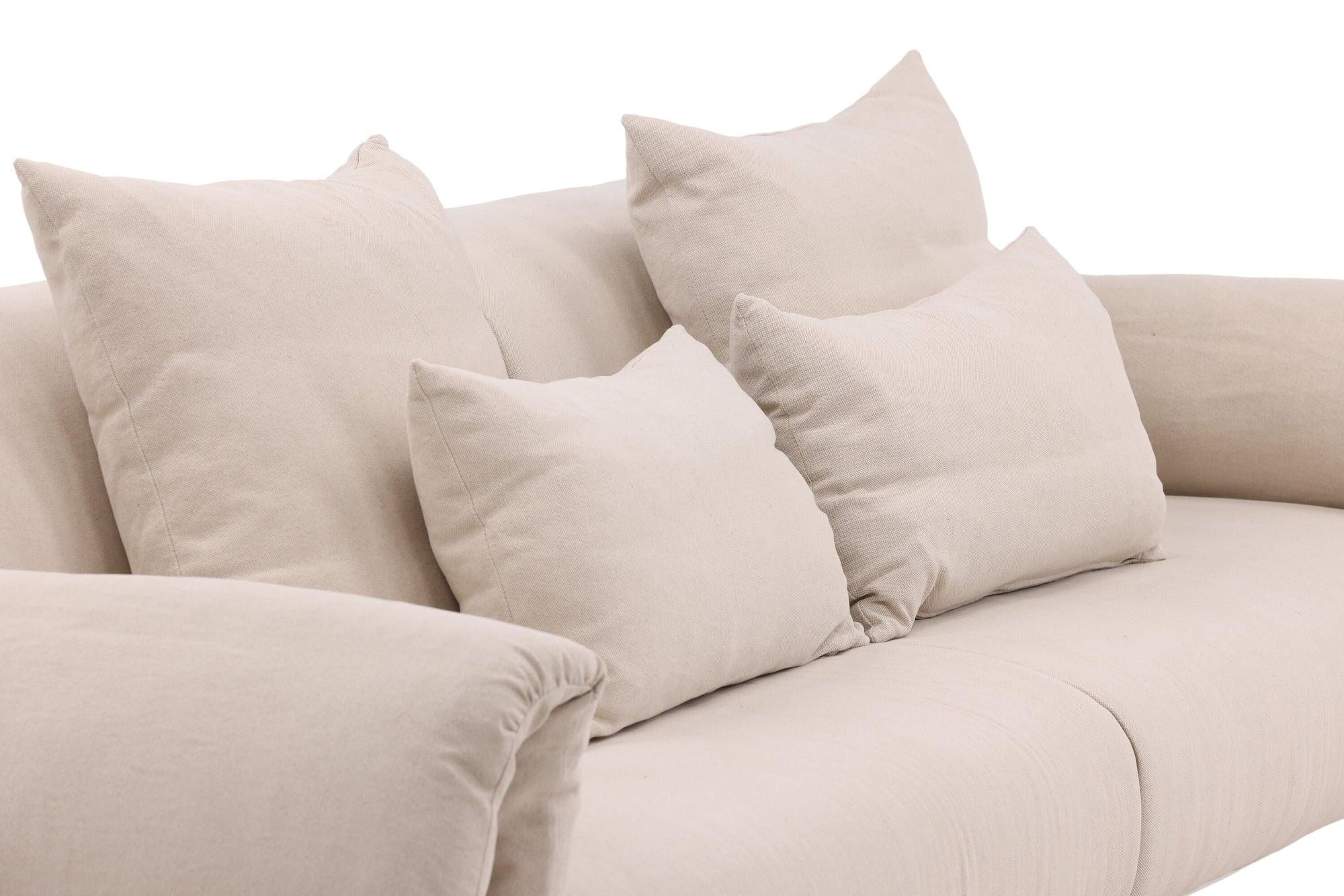 Öckerö 3 - Sitzer Sofa aus Leinen - Weiß / BeigeEinzelsofas