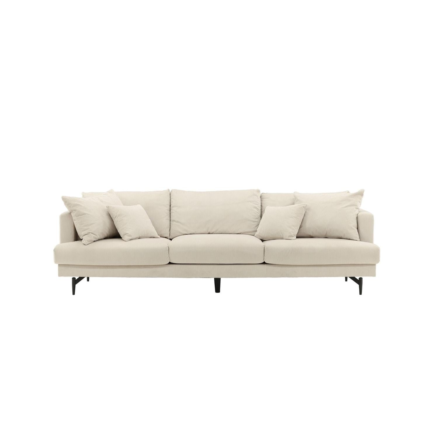 3-Sitzer Sofa Sofia aus Kord - Beige-3-Sitzer Sofas-Venture Home-le canapé
