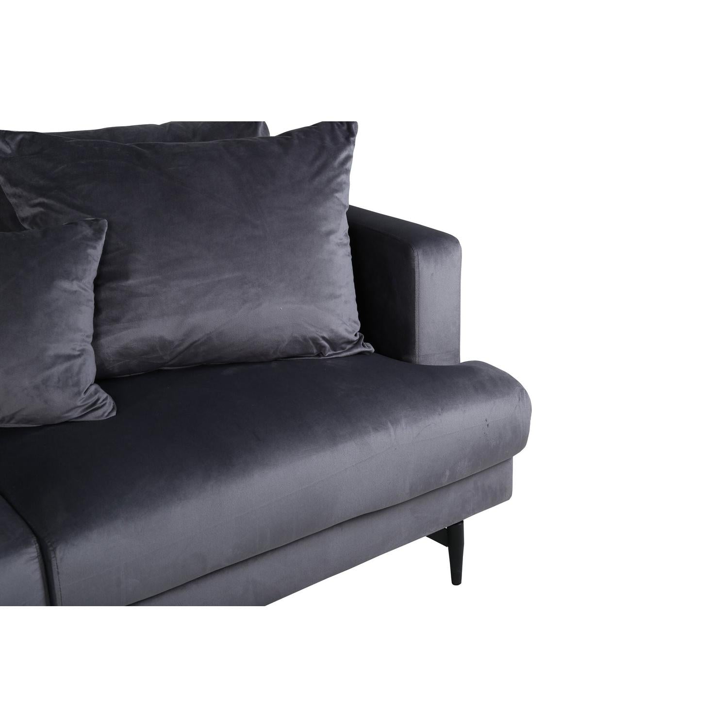 3-Sitzer Sofa Sofia aus Samt - Dunkelgrau-3-Sitzer Sofa-Venture Home-le canapé