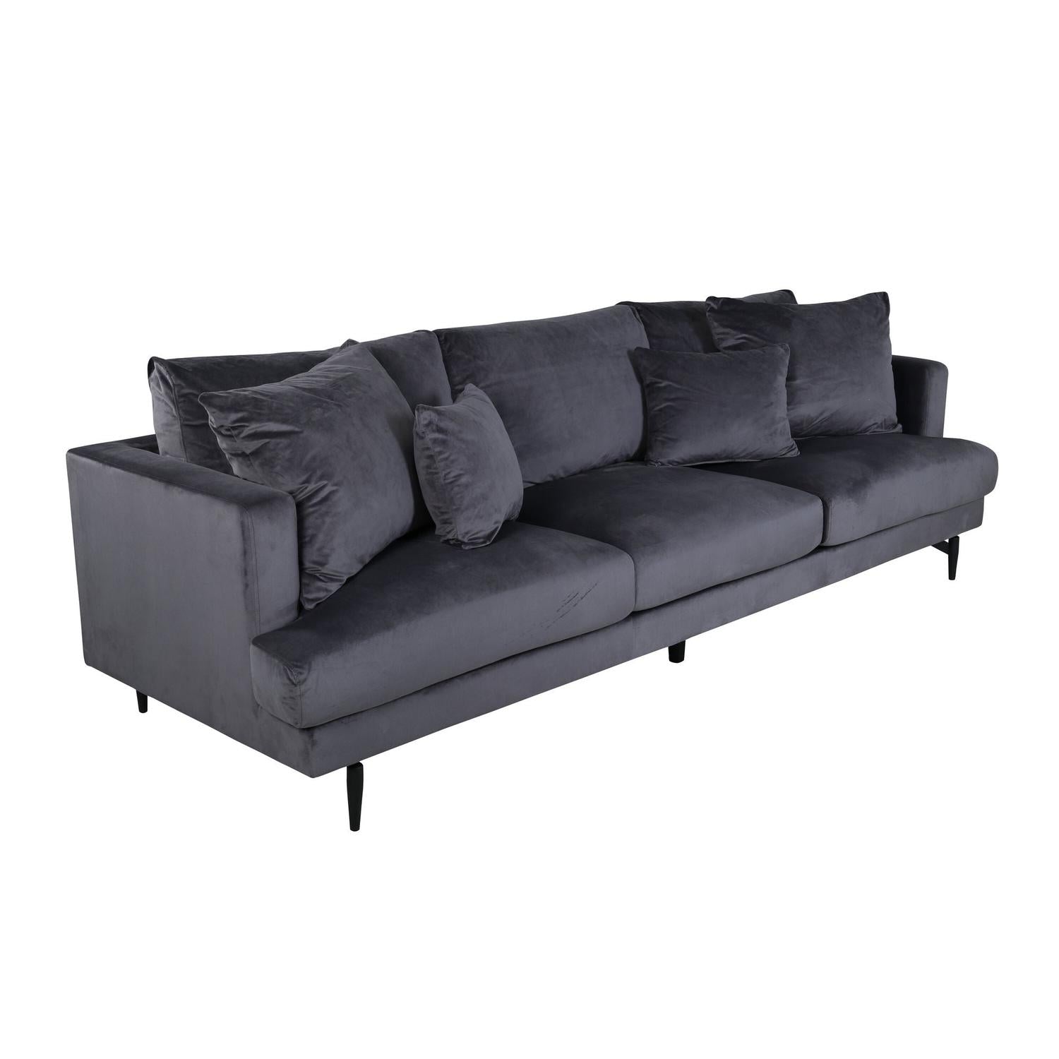 3-Sitzer Sofa Sofia aus Samt - Dunkelgrau-3-Sitzer Sofas-Venture Home-le canapé