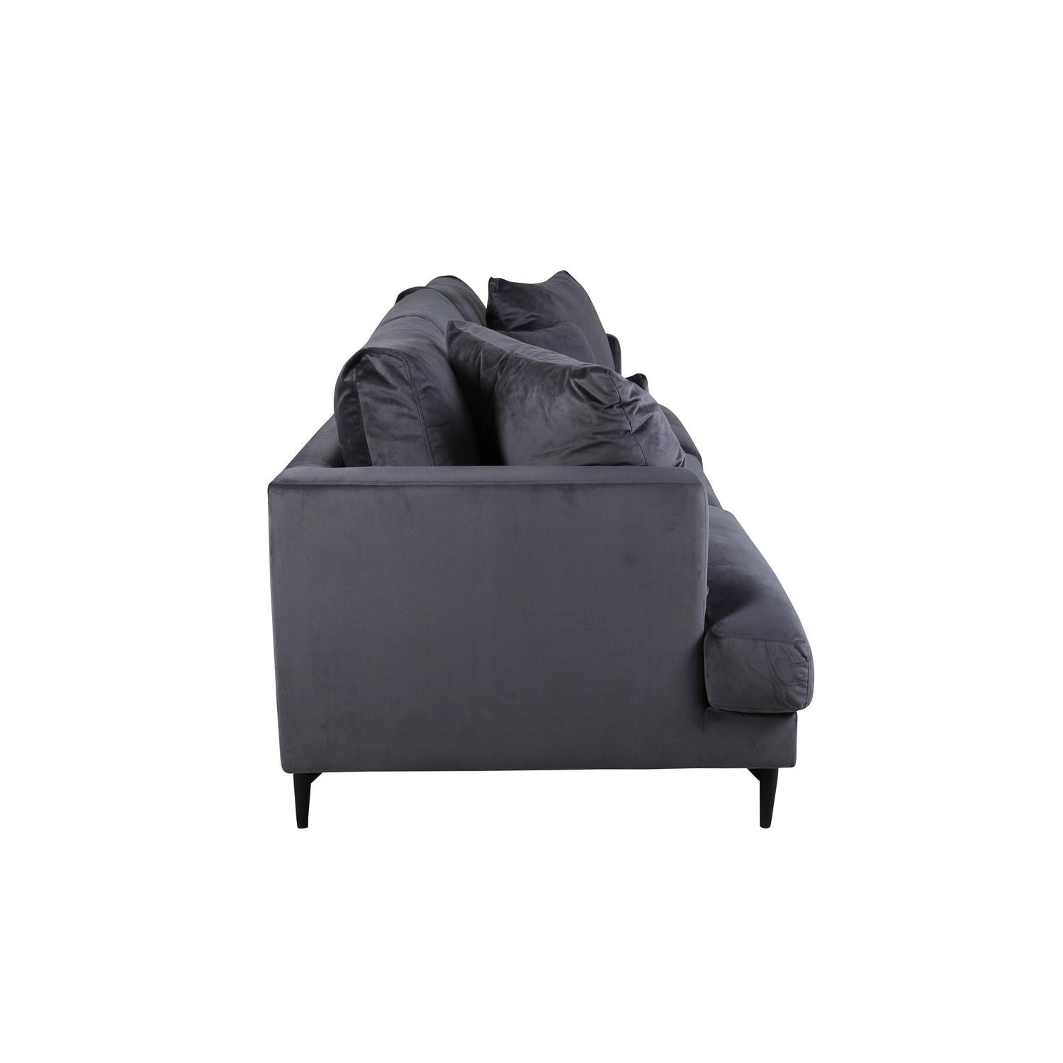 3-Sitzer Sofa Sofia aus Samt - Dunkelgrau-3-Sitzer Sofas-Venture Home-le canapé