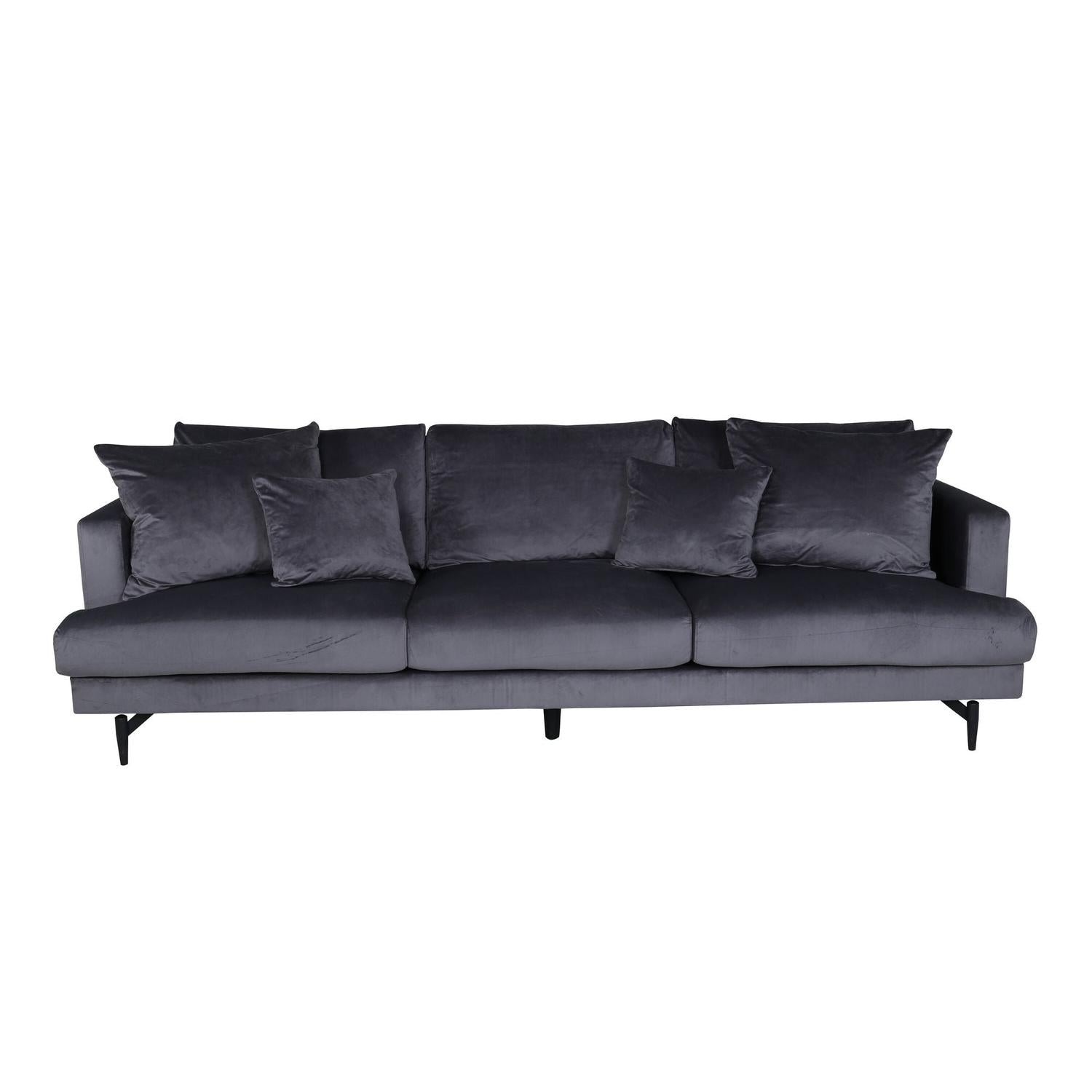 3-Sitzer Sofa Sofia aus Samt - Dunkelgrau-3-Sitzer Sofas-Venture Home-le canapé