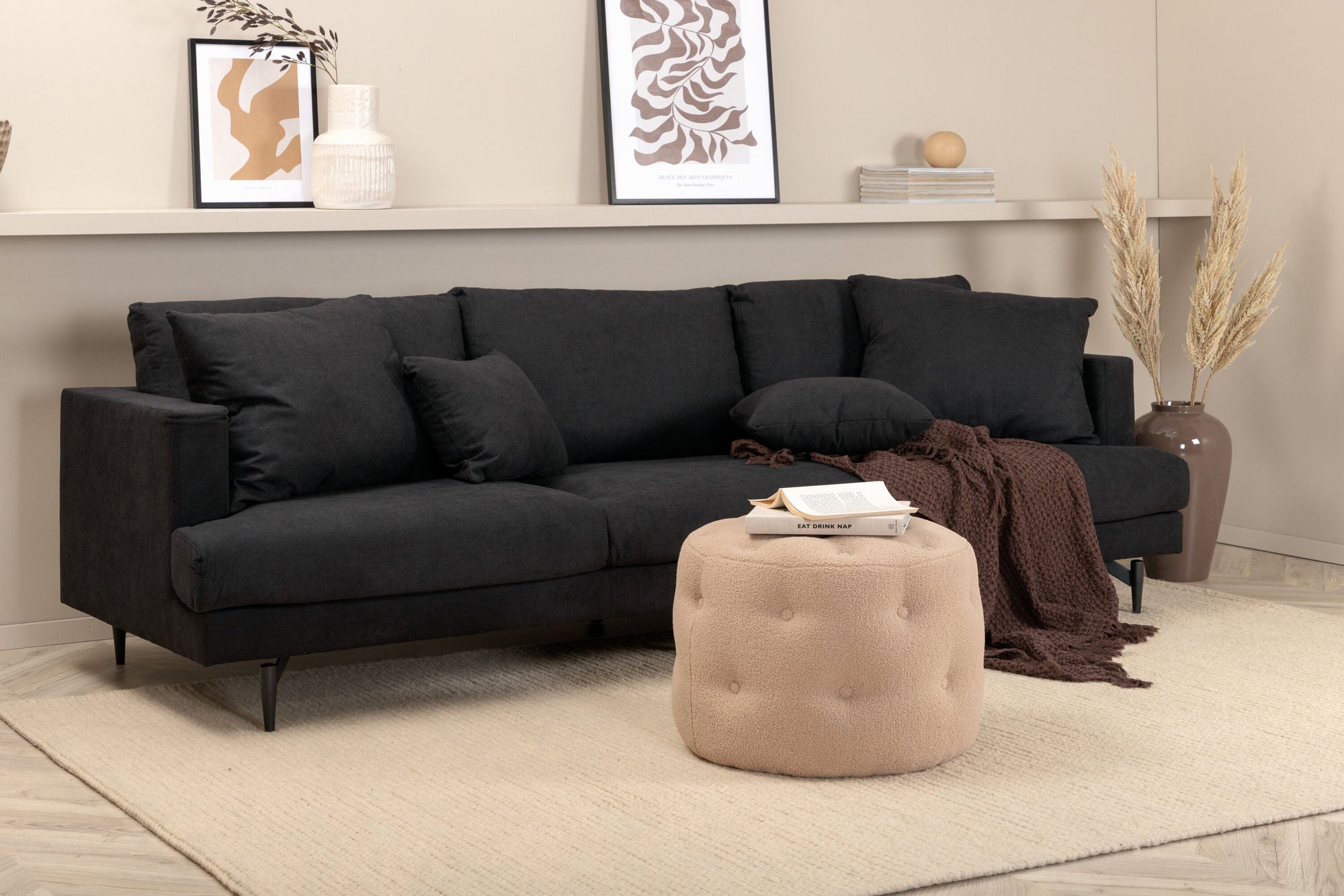 3-Sitzer Sofa Sofia aus Stoff - Schwarz-3-Sitzer Sofas-Venture Home-le canapé