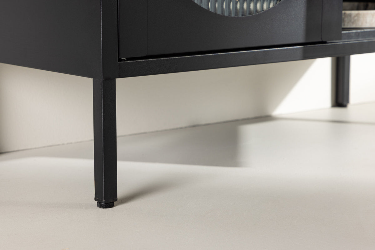 Mehrzweckschrank Lima 180cm aus Metall mit Glastüren - Schwarz - Venture Home - le canapé