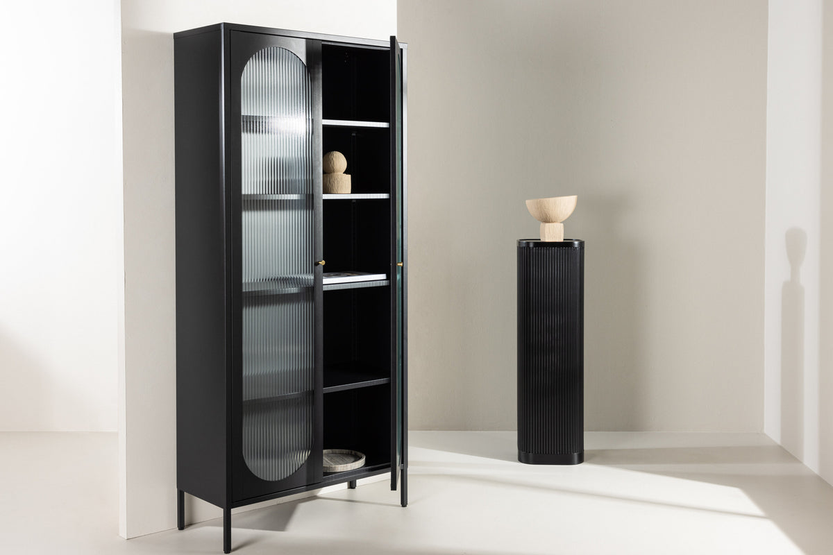 Mehrzweckschrank Lima 180cm aus Metall mit Glastüren - Schwarz - Venture Home - le canapé
