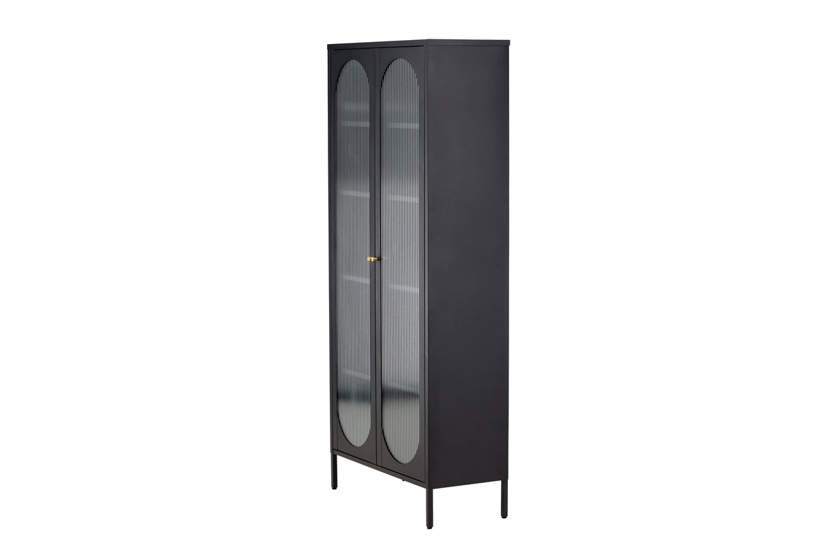 Mehrzweckschrank Lima 180cm aus Metall mit Glastüren - Schwarz - Venture Home - le canapé
