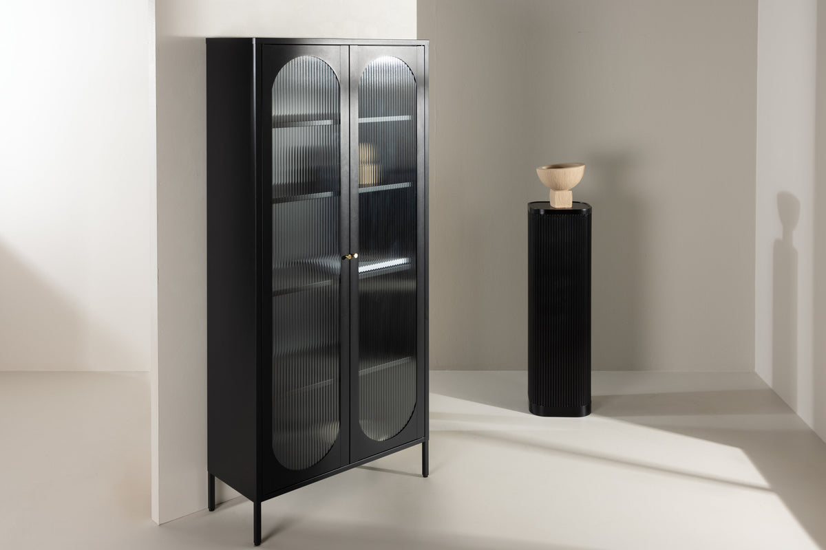 Mehrzweckschrank Lima 180cm aus Metall mit Glastüren - Schwarz - Venture Home - le canapé