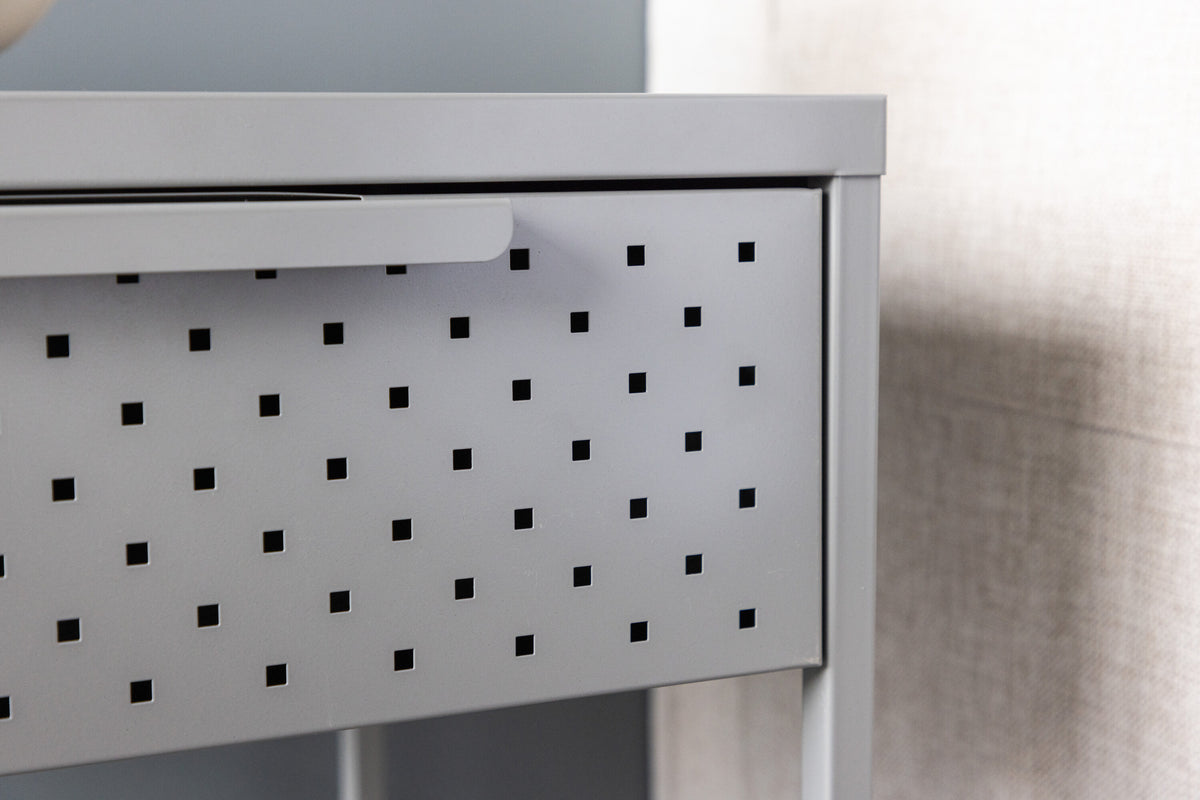Nachttisch Sacramento 40cm aus Metall mit Schublade - Hellgrau - Venture Home - le canapé