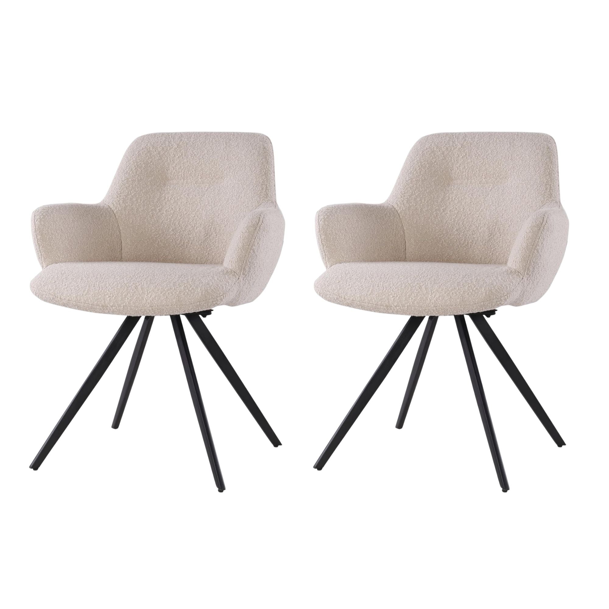 2er-Set Esszimmerstühle Doreen aus Bouclé - Beige