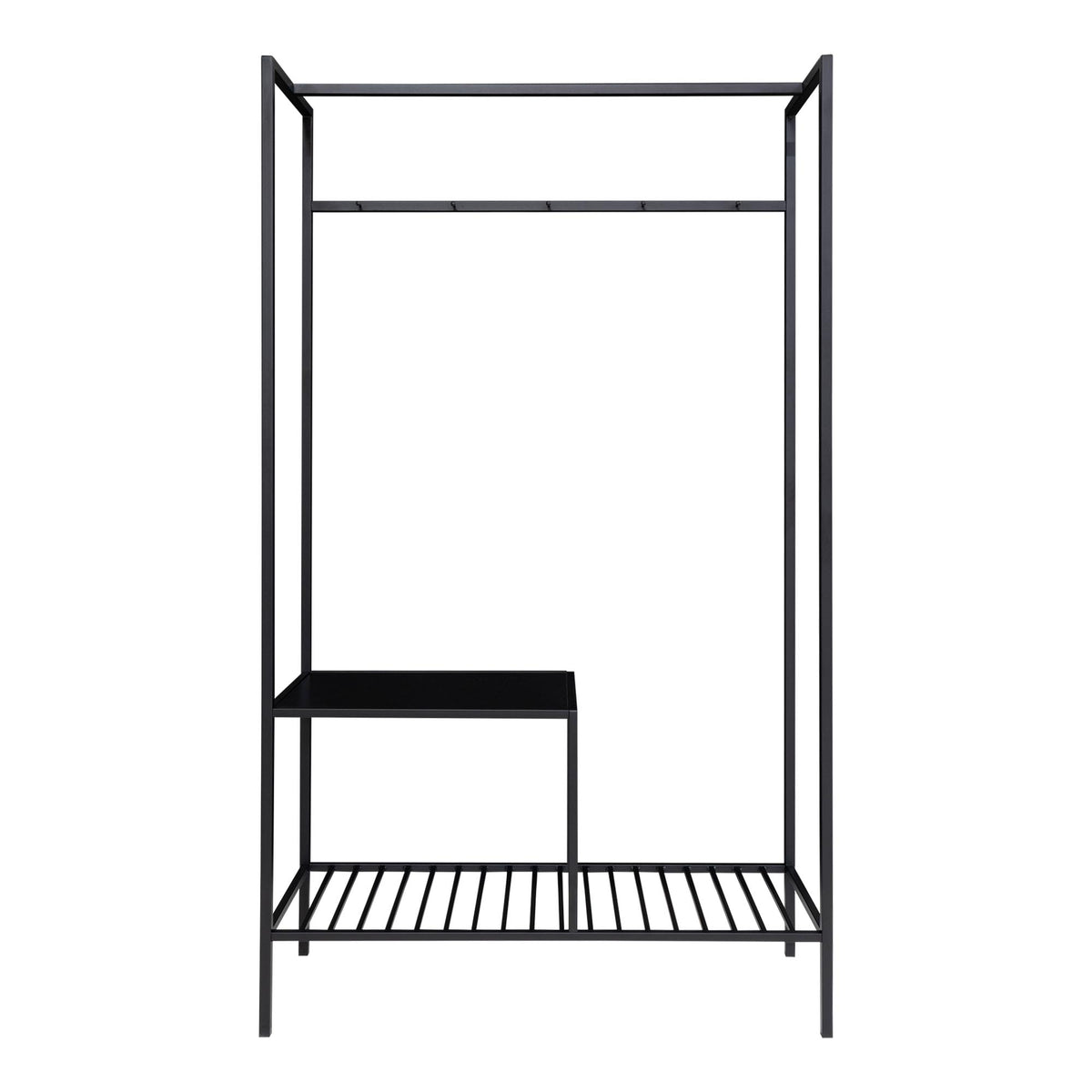 Garderobe Vita 170cm aus Metall mit 2 Ablagen - Schwarz