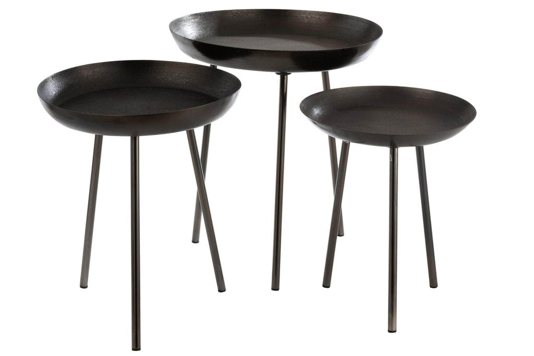 3er - Set Beistelltische Tablett aus Metall - Dunkelgrau5400924081584Beistelltisch
