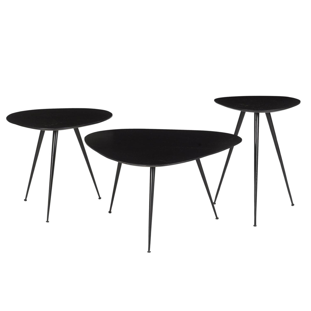 3er-Set Couchtische Loua aus Massivholz - Schwarz-Couchtische-Livingfurn-le canapé