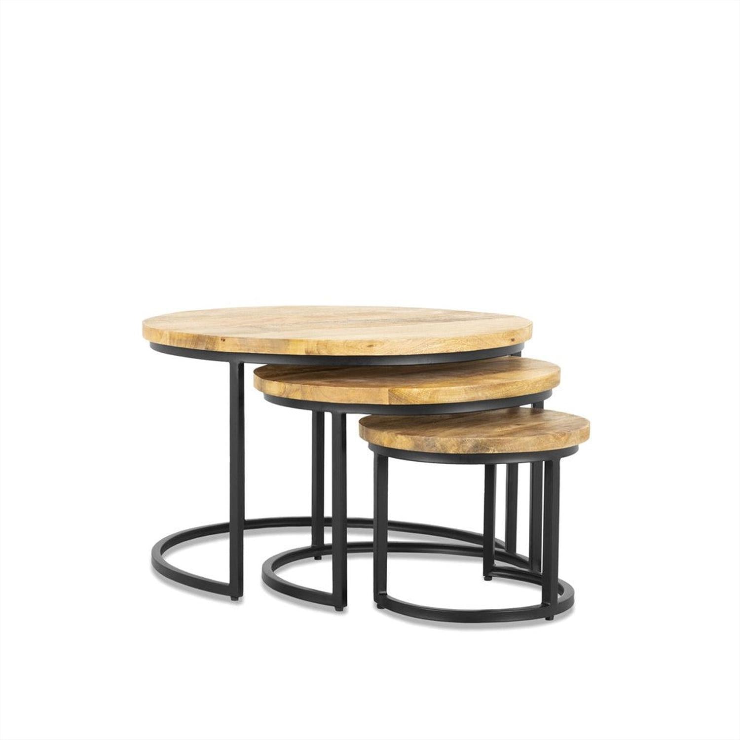 3er-Set Couchtische Rylee aus Mangoholz - Hellbraun-Couchtische-Benoa-le canapé