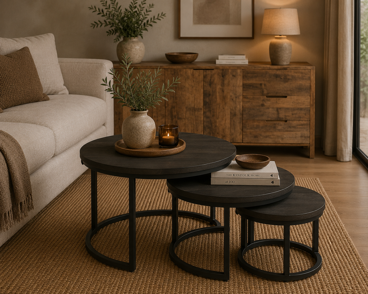 3er-Set Couchtische Rylee aus Mangoholz - Schwarz-Couchtische-Benoa-le canapé
