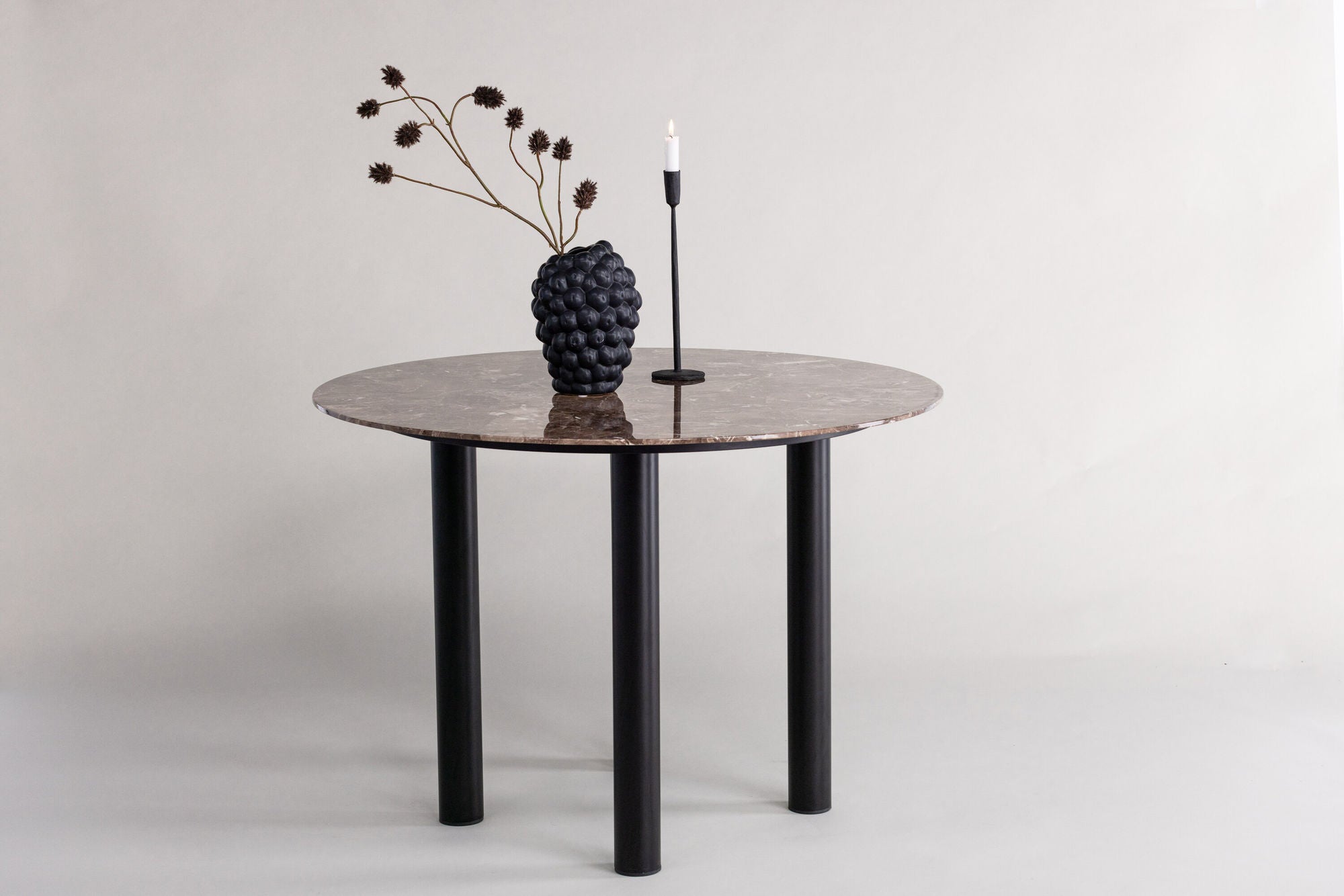 Esstisch Havsten 106cm - Schwarz / Braun in Marmoroptik-Esstisch Rund-le canapé