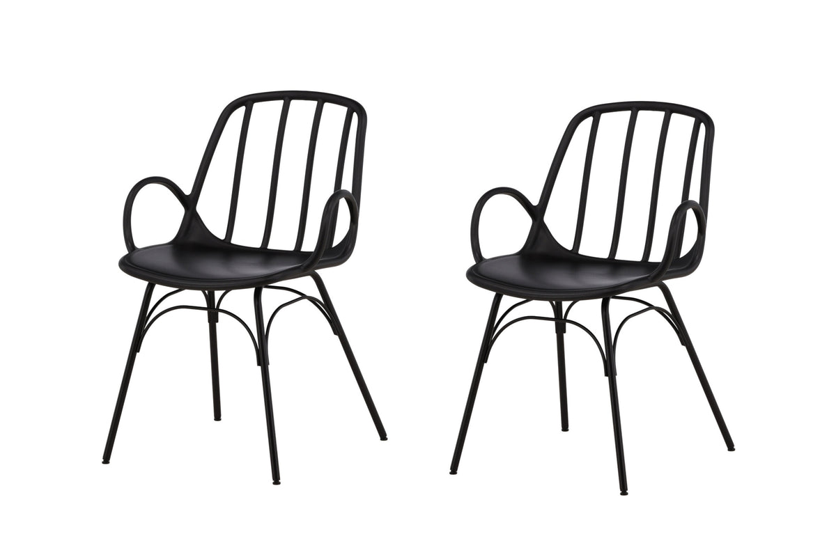 2er-Set Esszimmerstühle Dyrön mit Armlehnen - Schwarz - Venture Home - le canapé