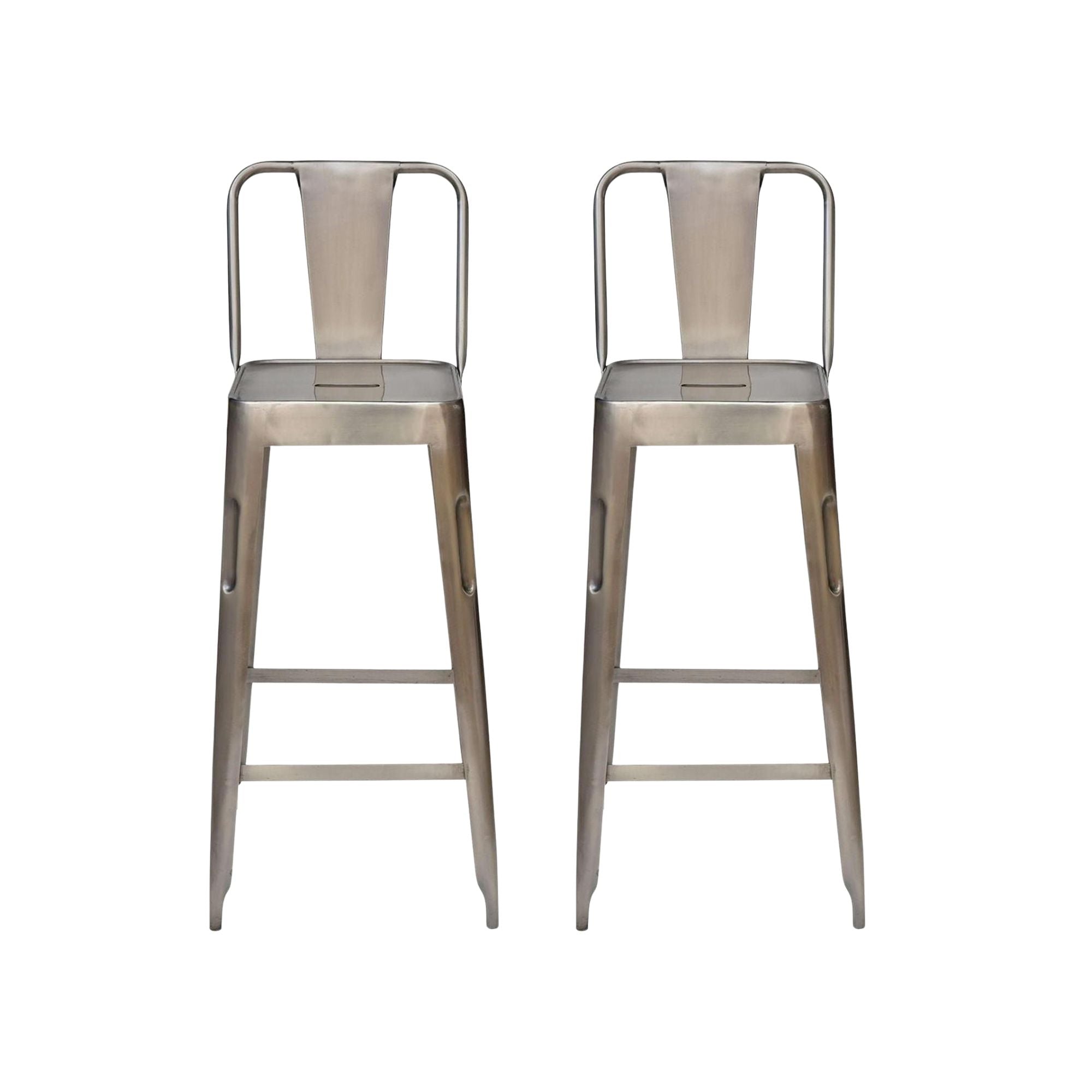 2er-Set Barhocker Copenhagen aus Eisen - Silber glänzend