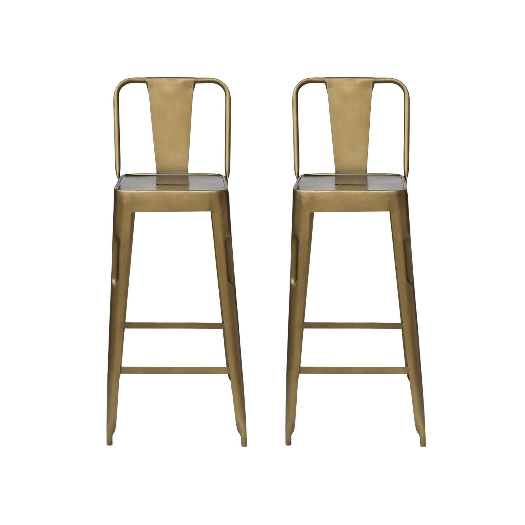 2er-Set Barhocker Copenhagen aus Eisen - Antikmessing glänzend