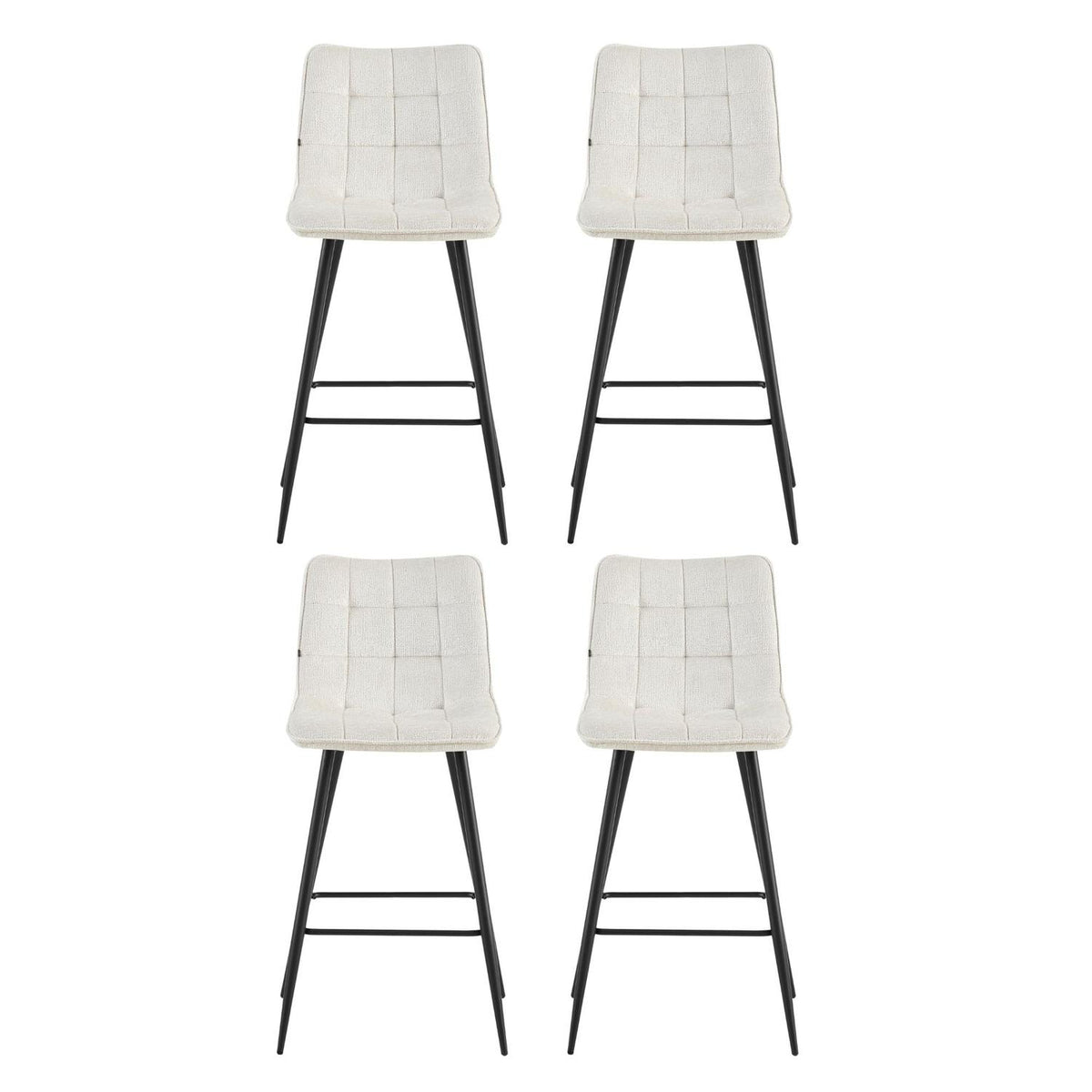 4er-Set Barhocker Lucille aus Chenille - Beige-Barhocker-Benoa-le canapé