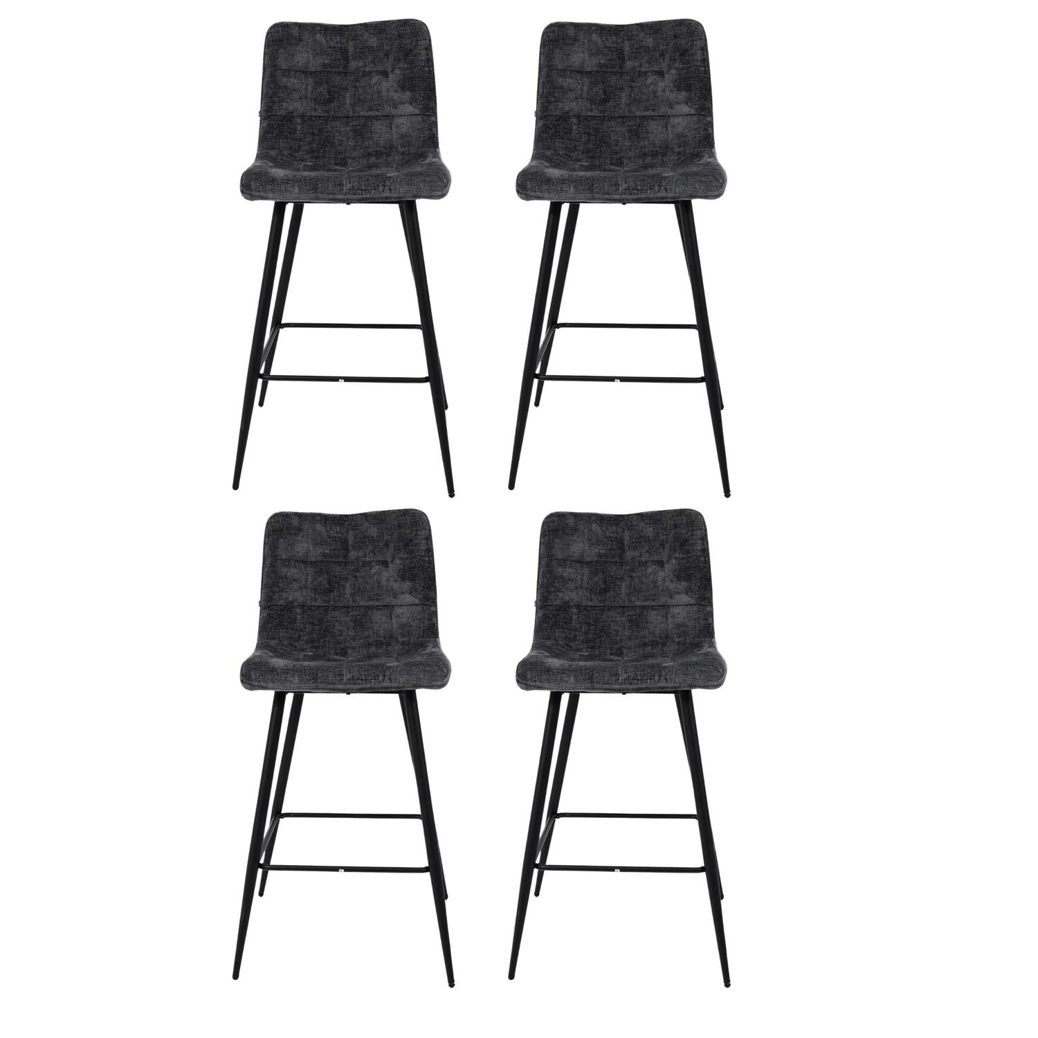 4er-Set Barhocker Lucille aus Chenille - Petrol-Barhocker-Benoa-le canapé