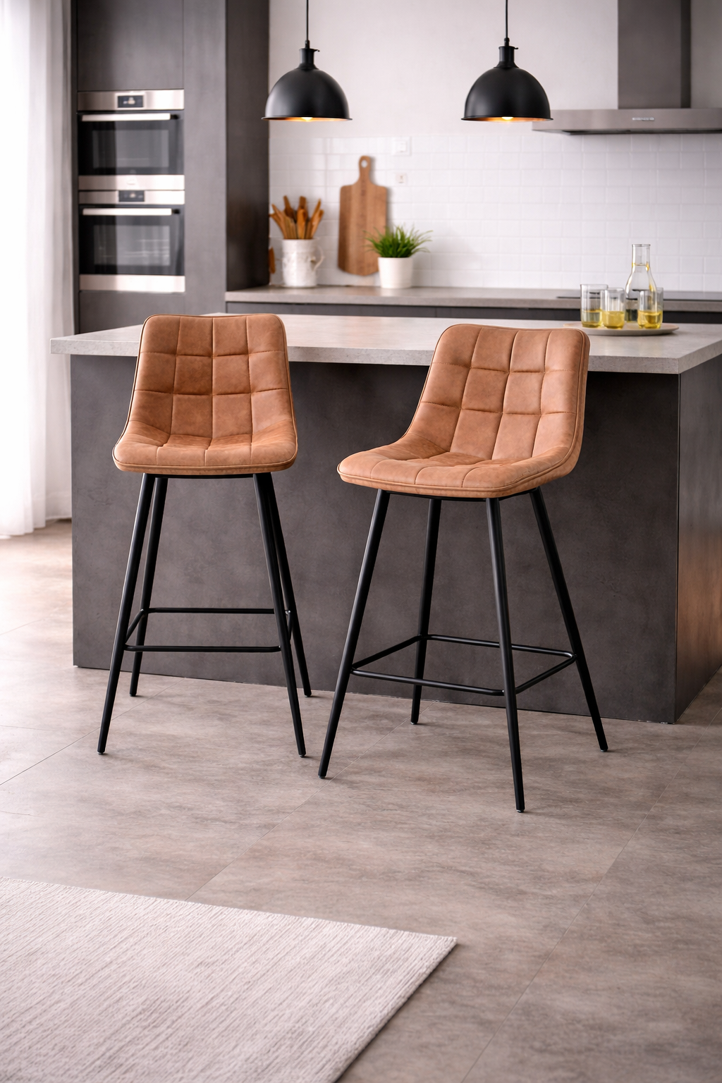 4er-Set Barhocker Lucille - Cognac-Barhocker-Benoa-le canapé