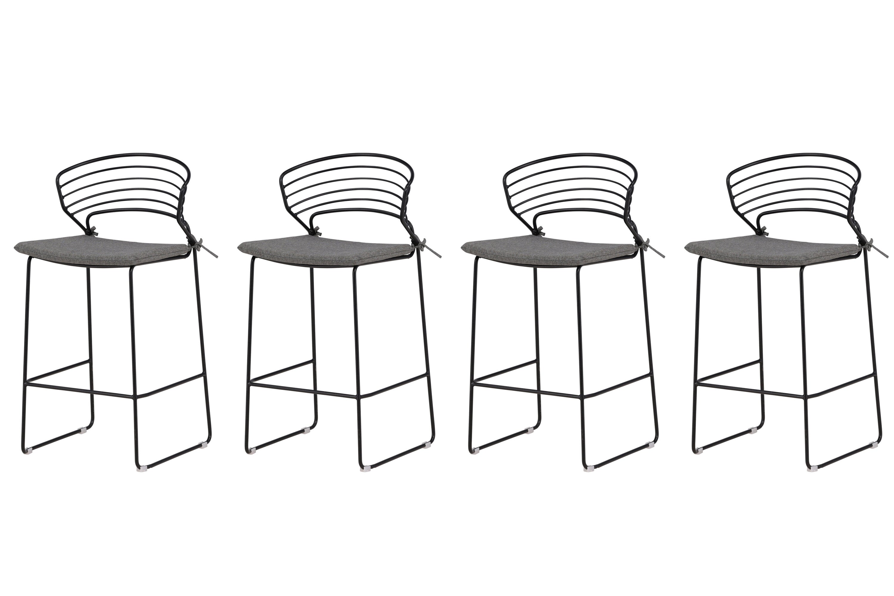 4er-Set Barhocker Milano aus Metall - Schwarz-Outdoor Stühle-Venture Home-le canapé