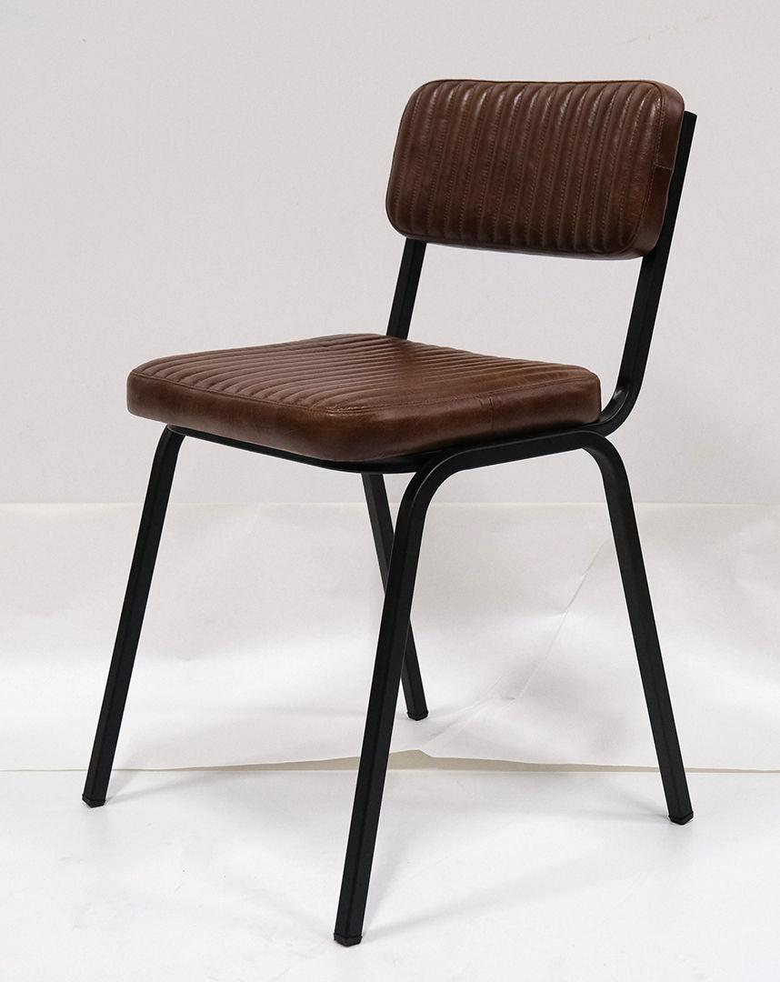 4er-Set Esszimmerstühle Astoria - gestepptes Büffelleder - Dunkelbraun-Esszimmerstuhl-Trademark Living-le canapé