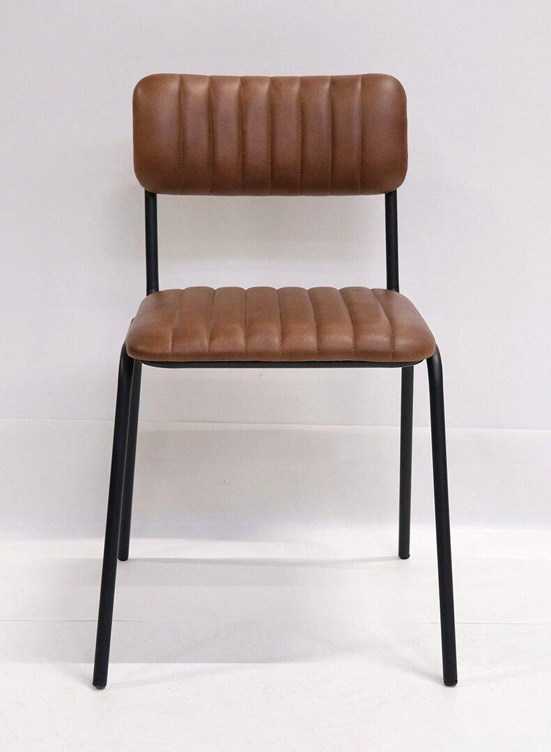 4er-Set Esszimmerstühle Diner aus gesteppten Büffelleder - Braun-Esszimmerstuhl-Trademark Living-le canapé