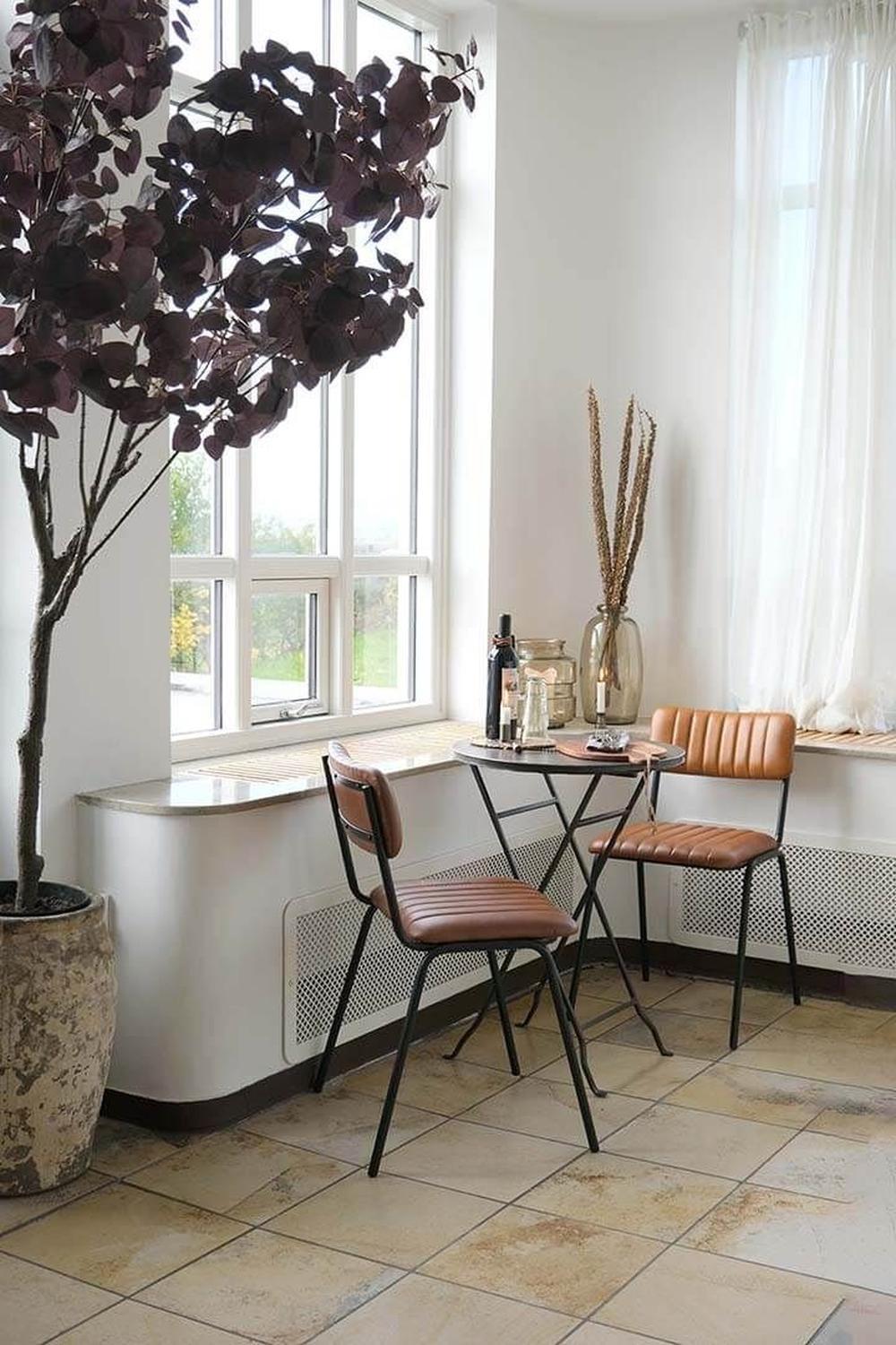 4er-Set Esszimmerstühle Diner aus gesteppten Büffelleder - Braun-Esszimmerstühle-Trademark Living-le canapé