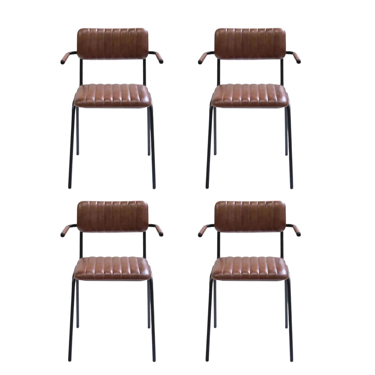 4er-Set Esszimmerstühle Diner mit Armlehnen – Braun/Schwarz-Esszimmerstühle-Trademark Living-le canapé