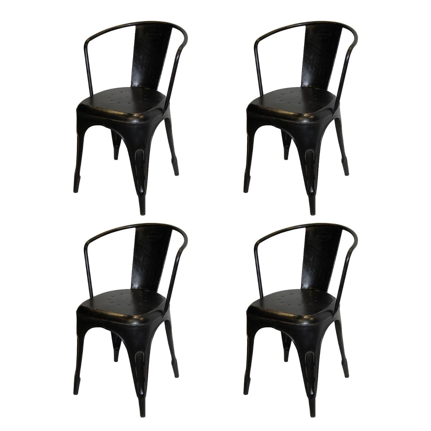 4er-Set Esszimmerstühle Living - Antikschwarz-Armlehnenstühle-Trademark Living-le canapé
