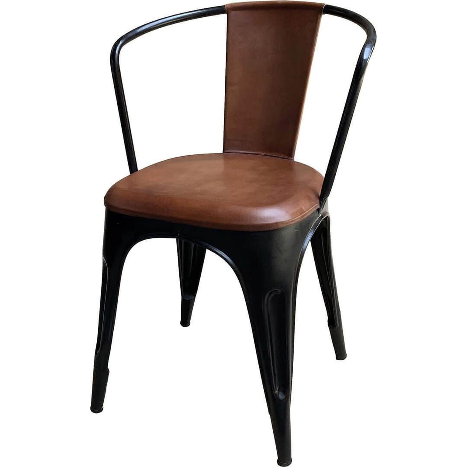 4er-Set Esszimmerstühle Living - Antikschwarz mit Leder-Armlehnenstuhl-Trademark Living-le canapé