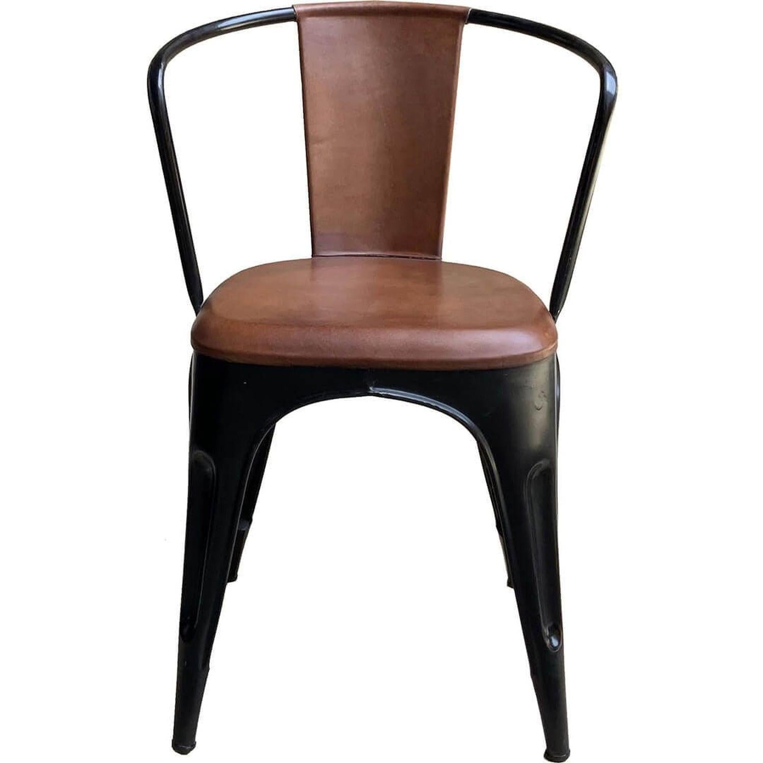 4er-Set Esszimmerstühle Living - Antikschwarz mit Leder-Armlehnenstühle-Trademark Living-le canapé