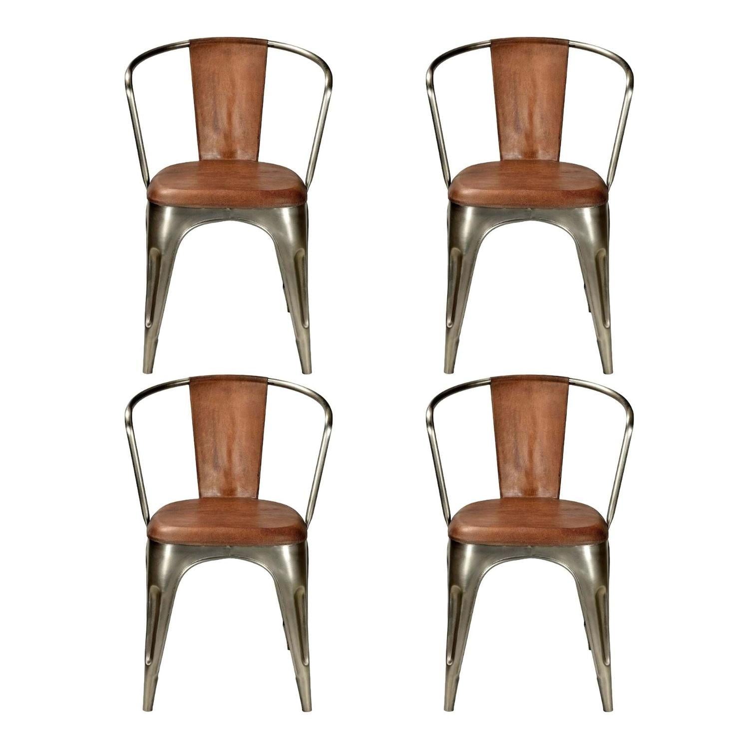 4er-Set Esszimmerstühle Living - Leder glänzend-Armlehnenstuhl-Trademark Living-le canapé