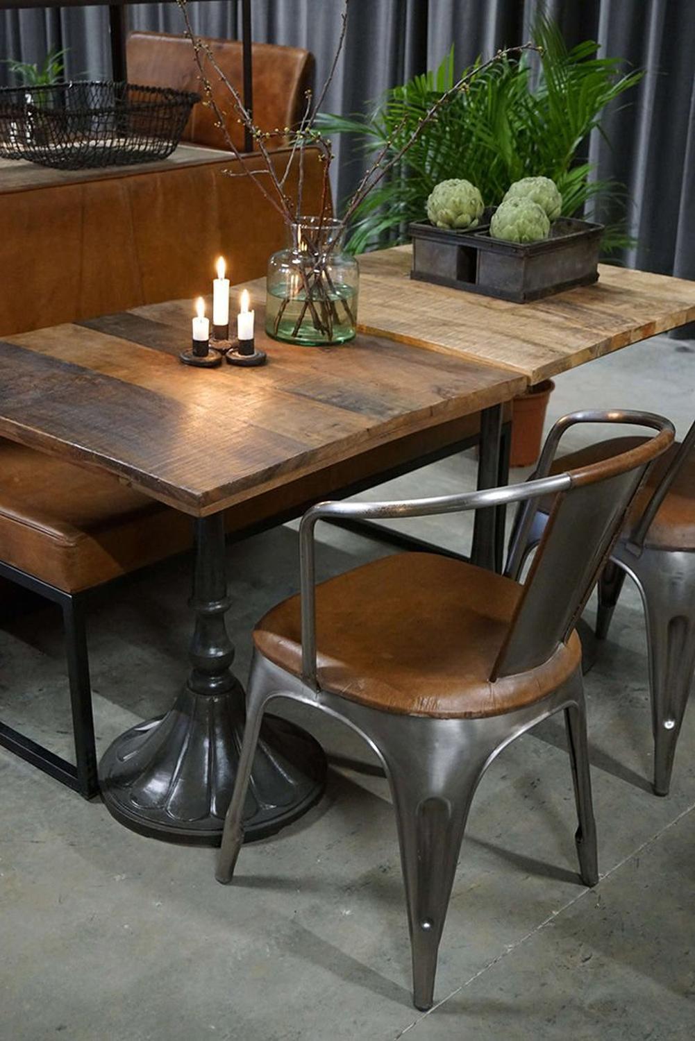 4er-Set Esszimmerstühle Living - Leder glänzend-Armlehnenstühle-Trademark Living-le canapé