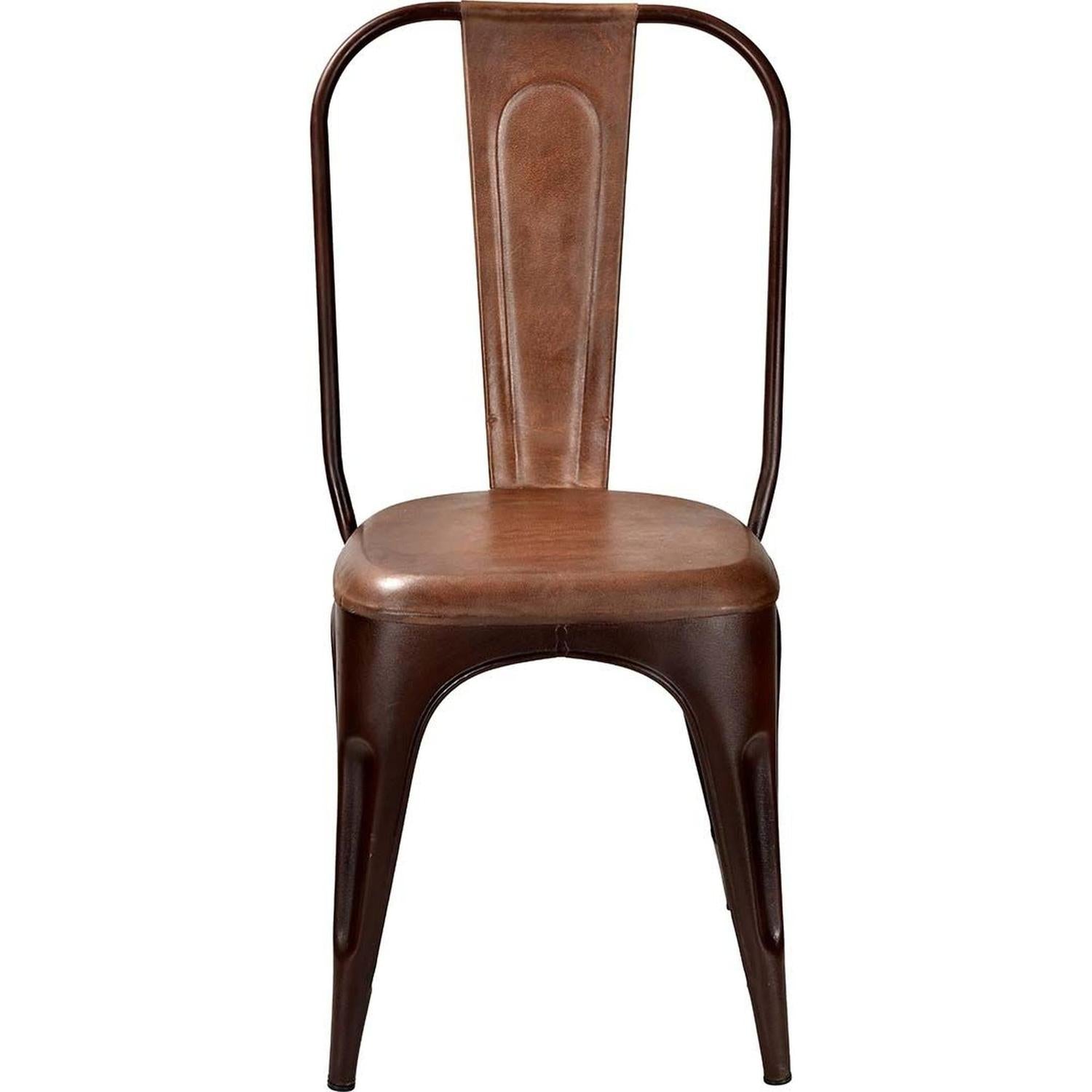 4er-Set Esszimmerstühle Living mit hoher Rückenlehne - Rost mit Leder-Esszimmerstühle-Trademark Living-le canapé