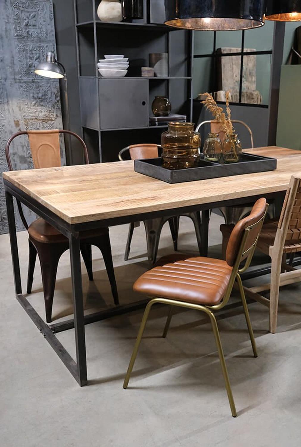 4er-Set Esszimmerstühle Living mit hoher Rückenlehne - Rost mit Leder-Esszimmerstühle-Trademark Living-le canapé