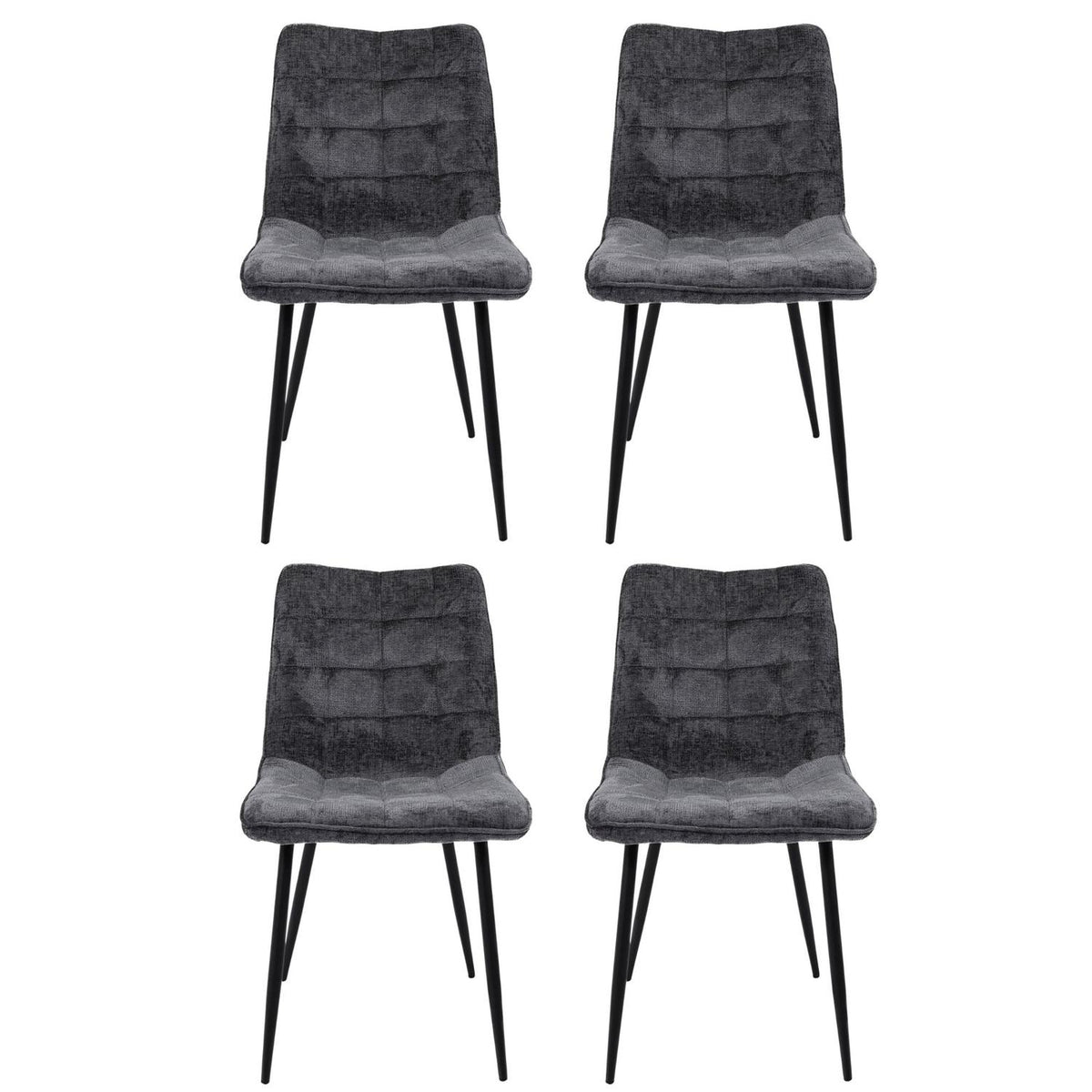 4er-Set Esszimmerstühle Lucille aus Chenille - Petrol-Esszimmerstühle-Benoa-le canapé