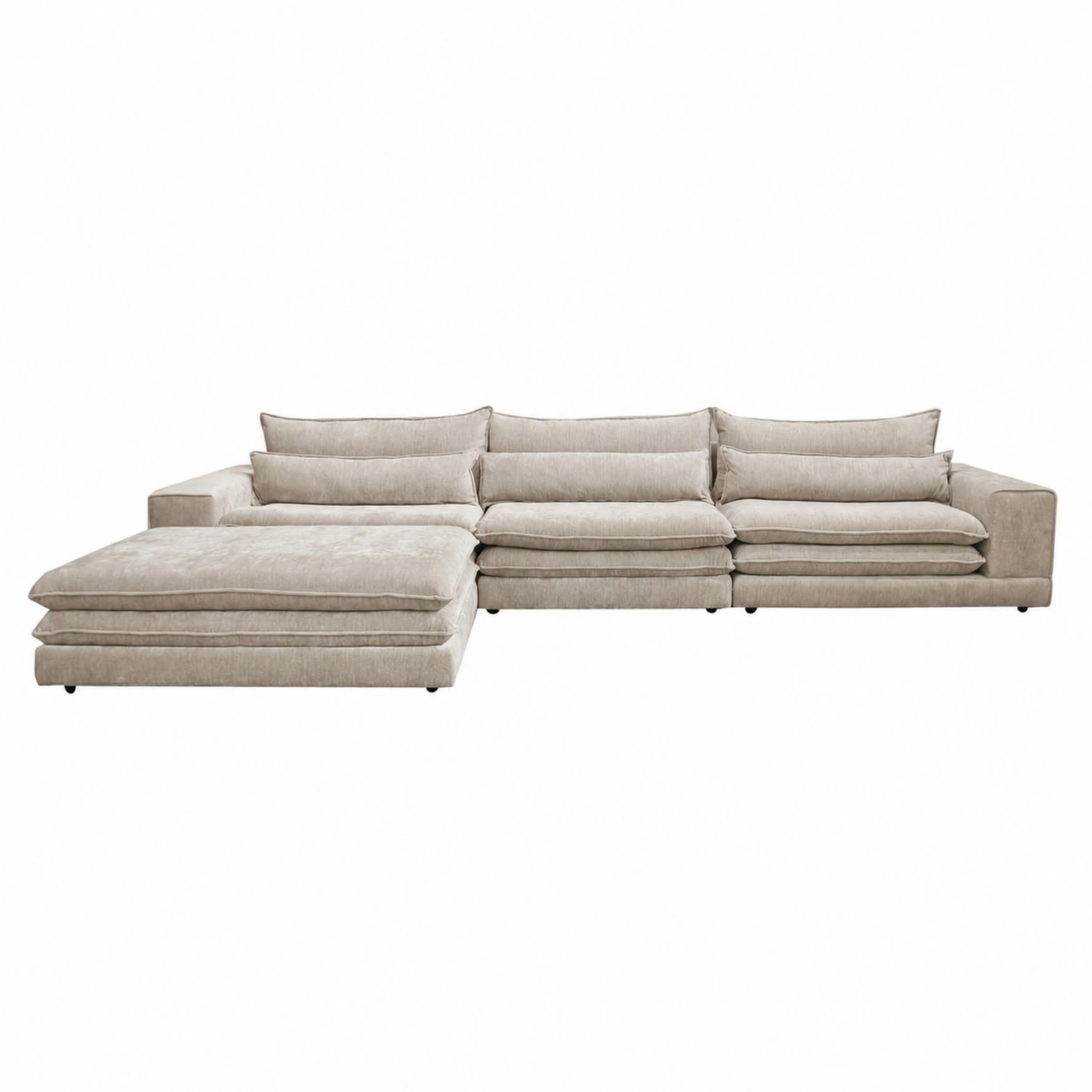 6-Sitzer Sofa London mit Chaiselounge - Beige-6-Sitzer Sofas-Pole to Pole-le canapé
