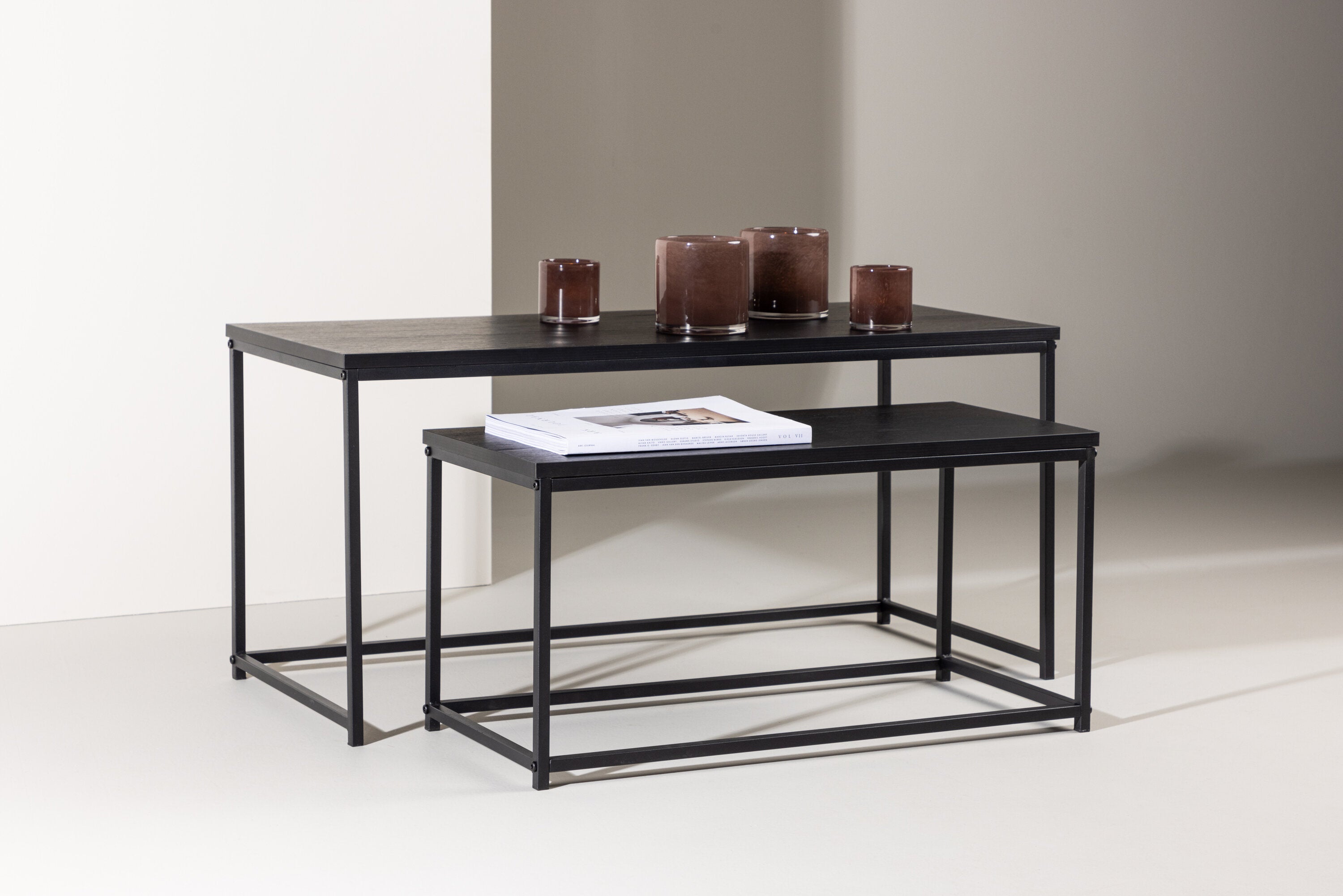 Couchtisch Metall 100cm mit Metallbeinen - Schwarz - Venture Home - le canapé