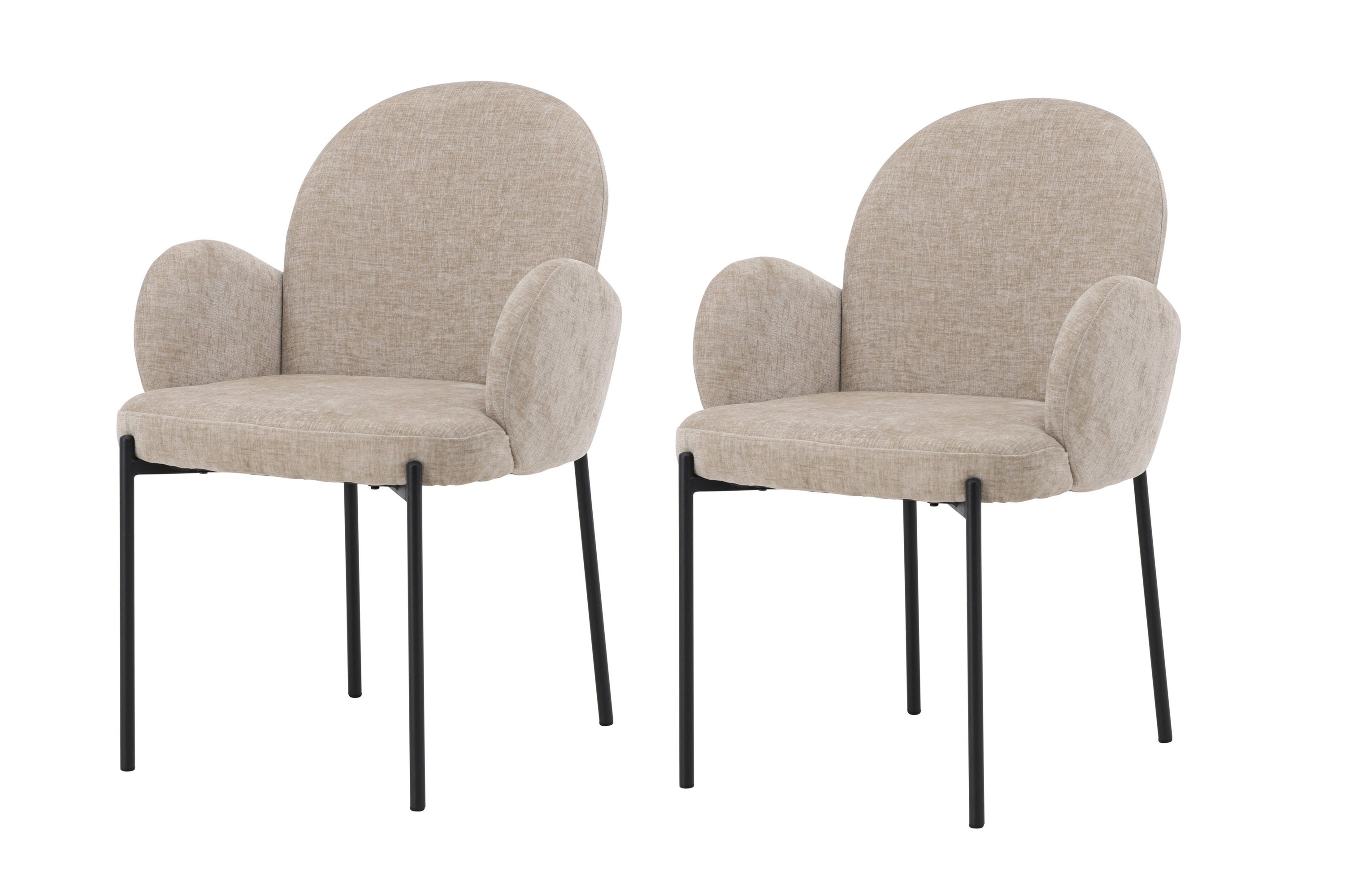 2er-Set Esszimmerstühle Blom mit Armlehnen - Beige - Venture Home - le canapé