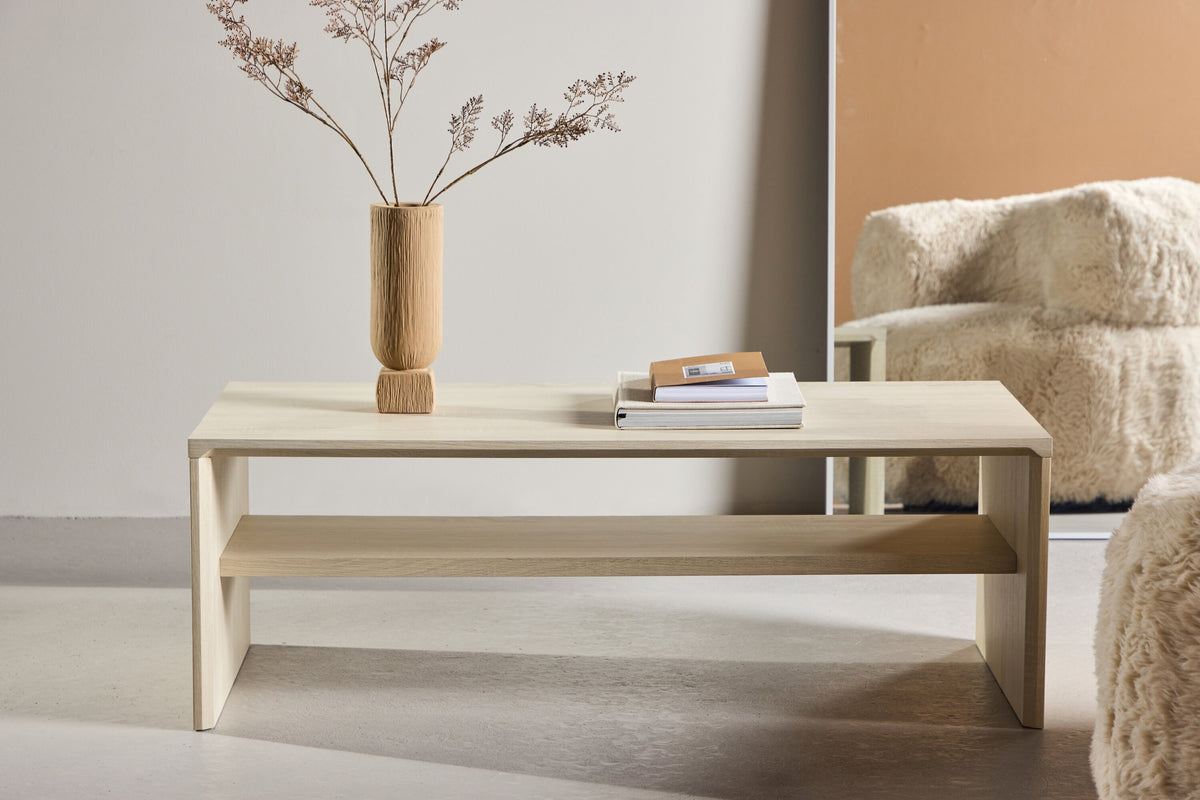 Couchtisch Telemarket 110cm mit Regalboden - Weiß - Venture Home - le canapé