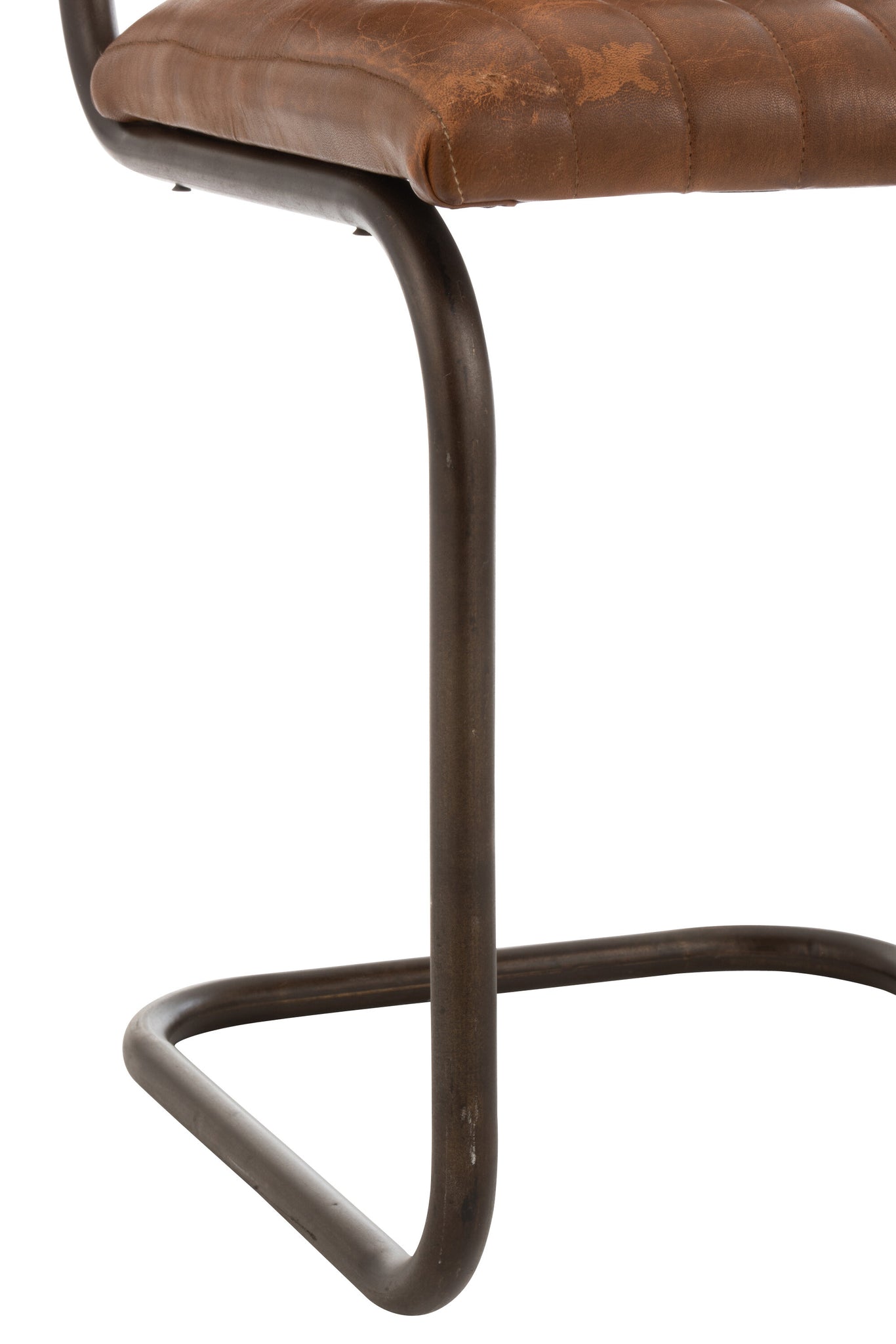 Freischwinger Esszimmerstuhl aus Leder - Cognac