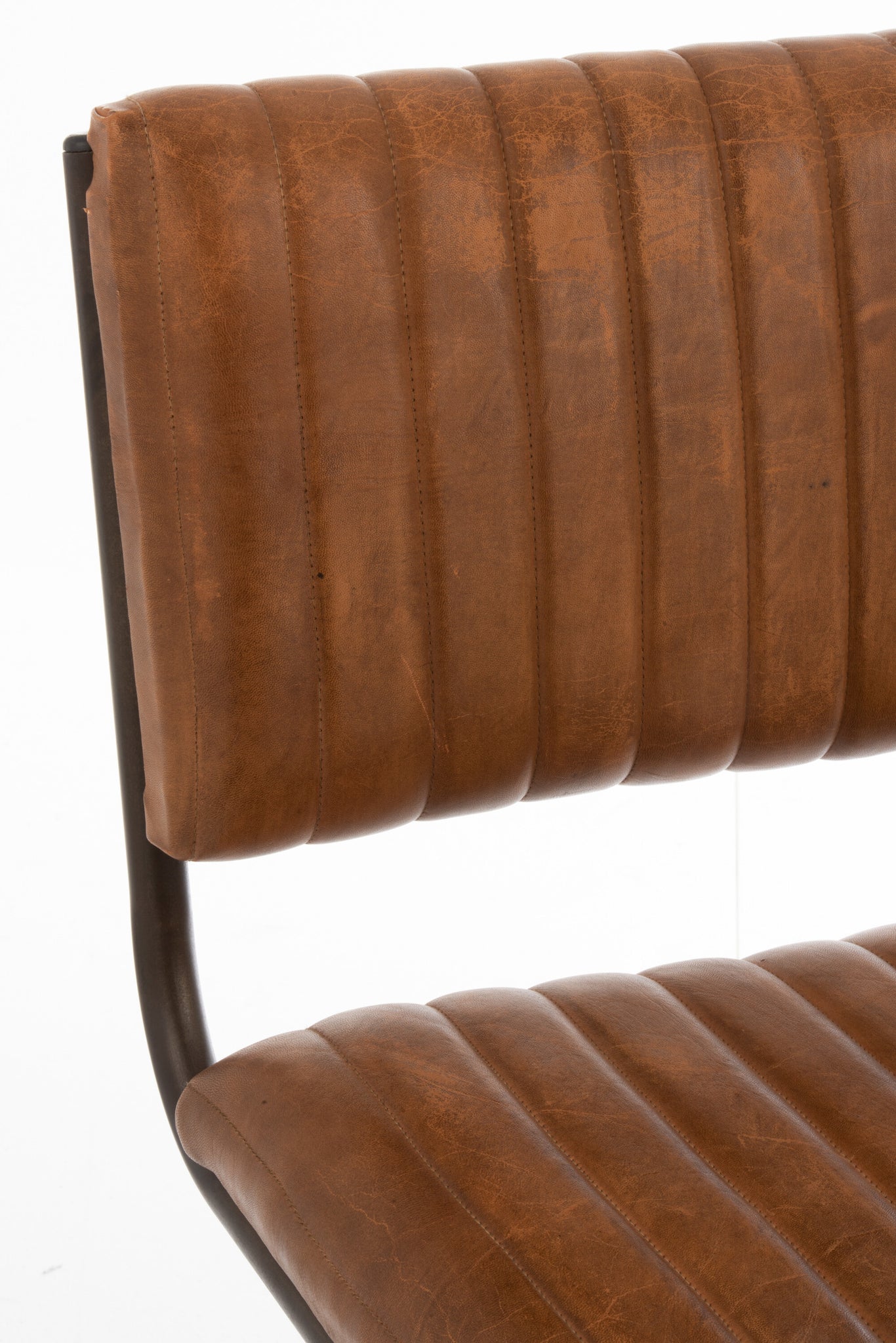 Freischwinger Esszimmerstuhl aus Leder - Cognac