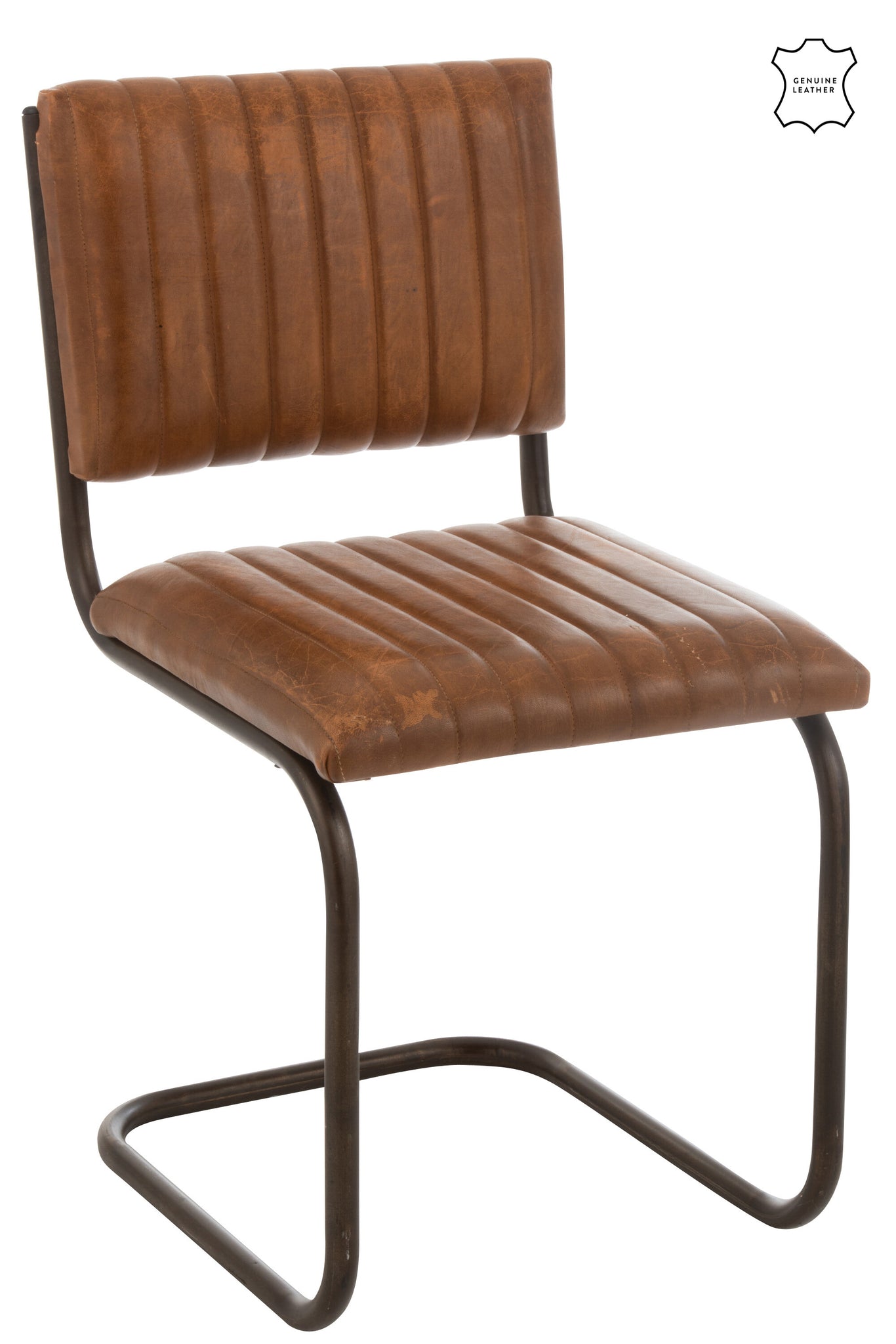 Freischwinger Esszimmerstuhl aus Leder - Cognac